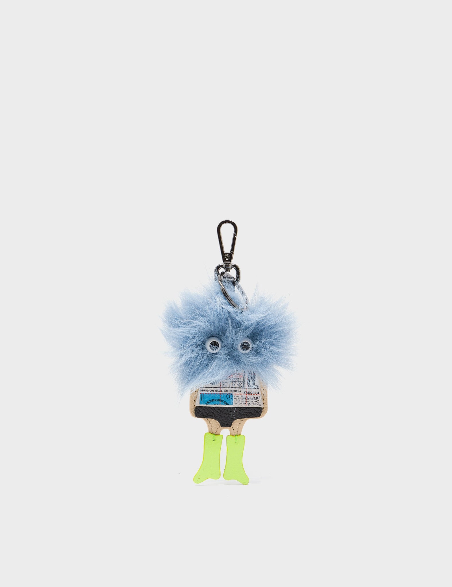 Monster Charm - Light Blue Faux Fur and Sharp Green Leather Boots - Front