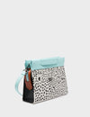 Vali Crossbody Cream and Eggshell Blue Leather Bag - Retro Tiger Embroidery