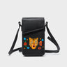 Max Black Cellphone Crossbody Pouch - Happy Tiger Print - Front