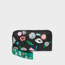 Francis Black Leather Wallet - Floralia Print - Front