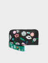 Francis Black Leather Wallet - Floralia Print