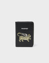 Frida Black Leather Passport Cover - Flying Tiger Embroidery