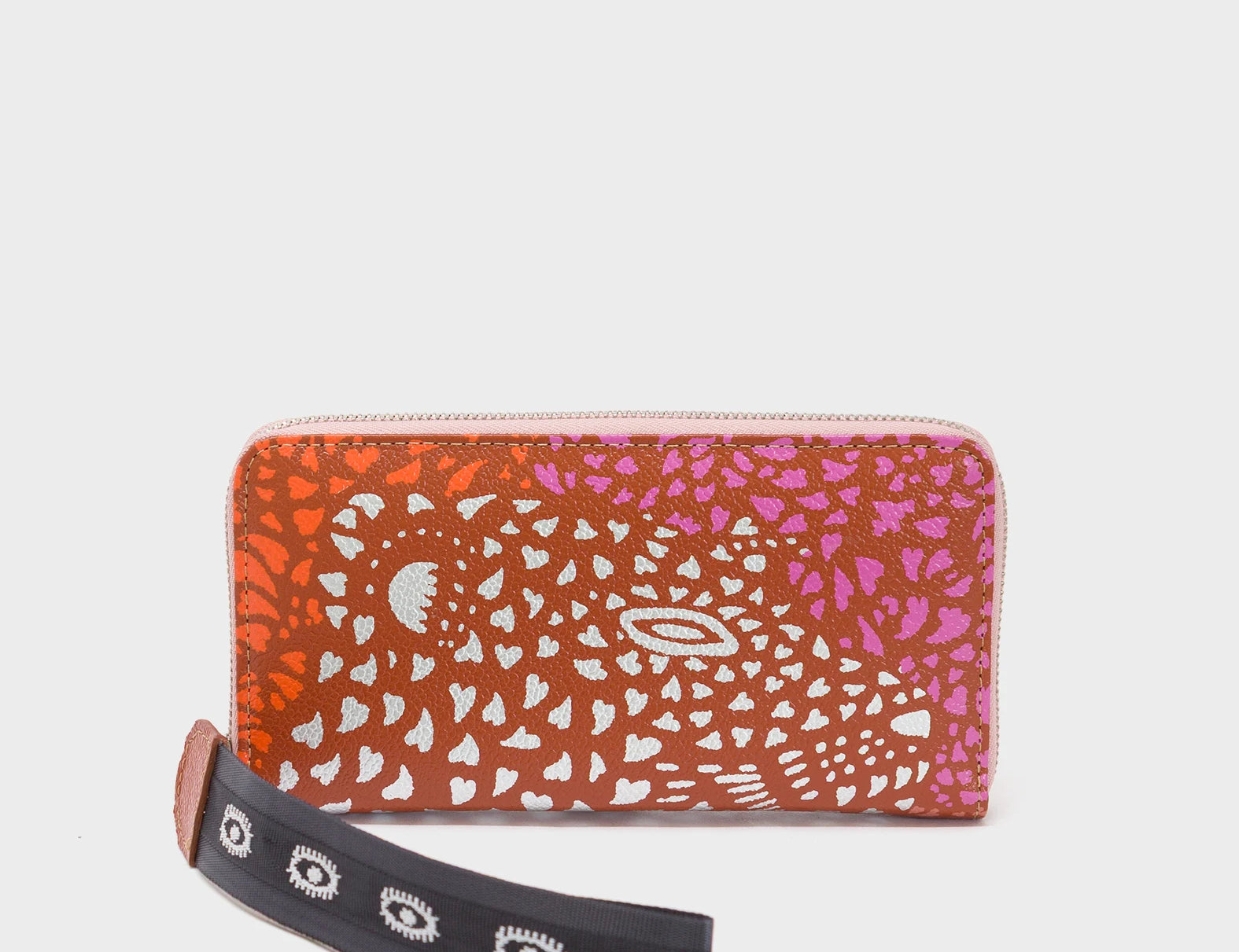 Francis Baked City Brown Leather Wallet - Wild Heart Embroidery - Main view