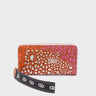 Francis Baked City Brown Leather Wallet - Wild Heart Embroidery - Main view