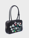 121 Shoulder Bag Black Leather - Floralia Design - Main View