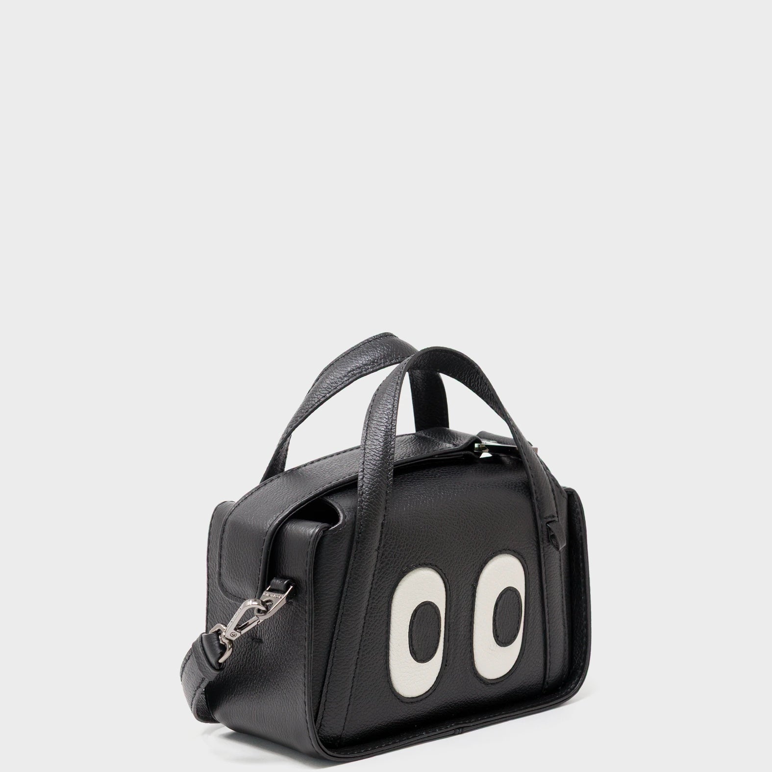 Benji Micro Crossbody Black Leather Bag - Look Up - Main View