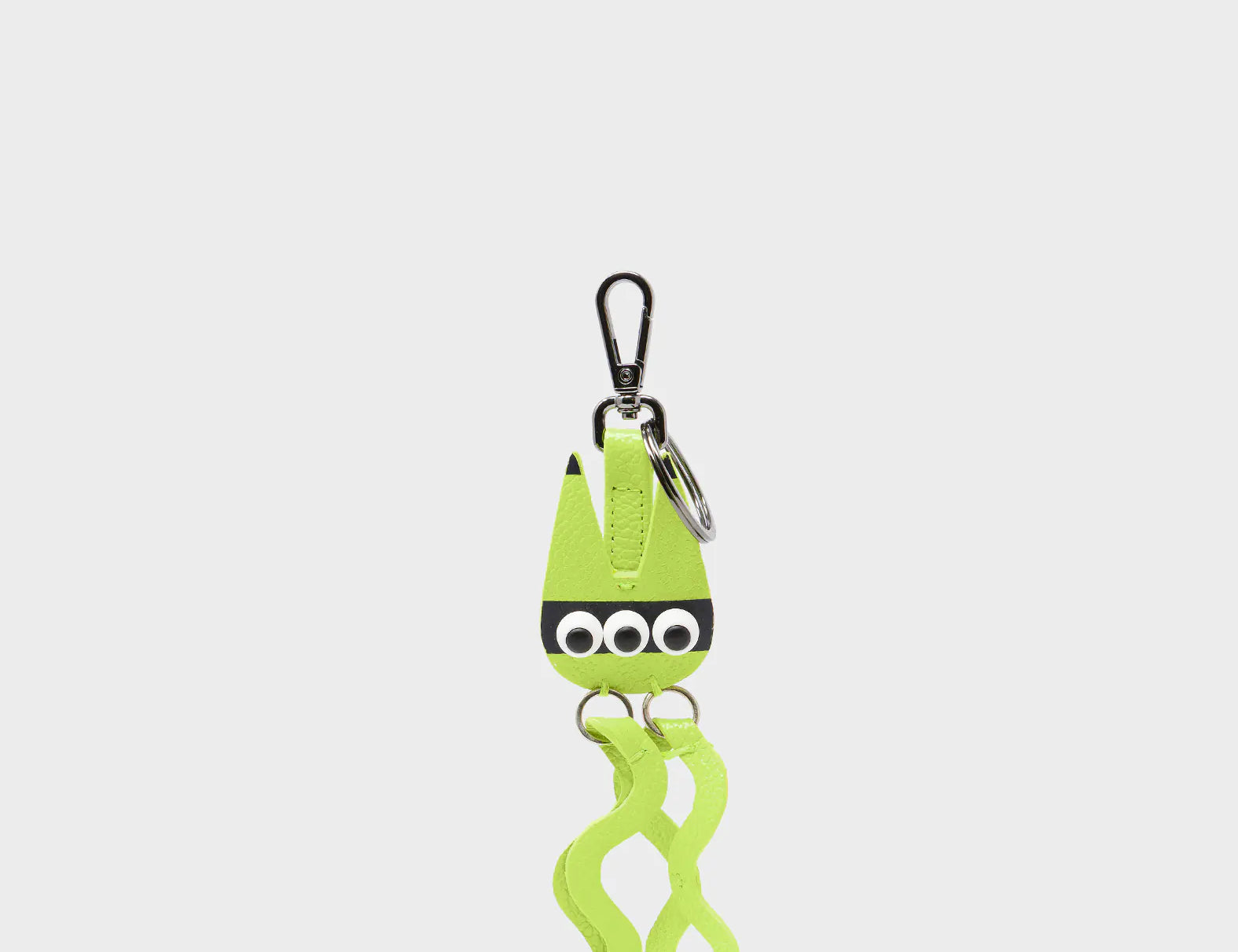 Cosmic Cat Charm - Sharp Green Leather Keychain - Front