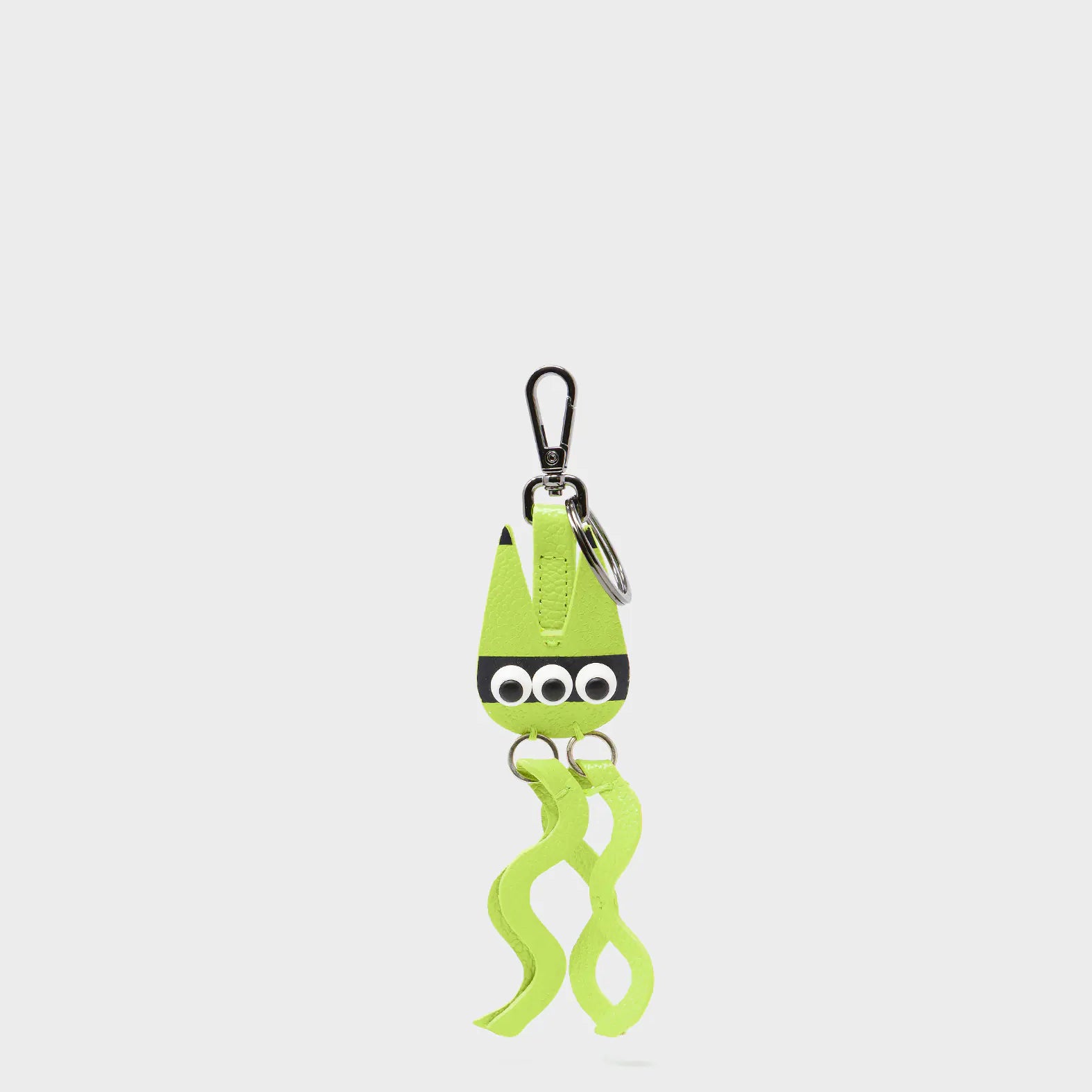 Cosmic Cat Charm - Sharp Green Leather Keychain - Front