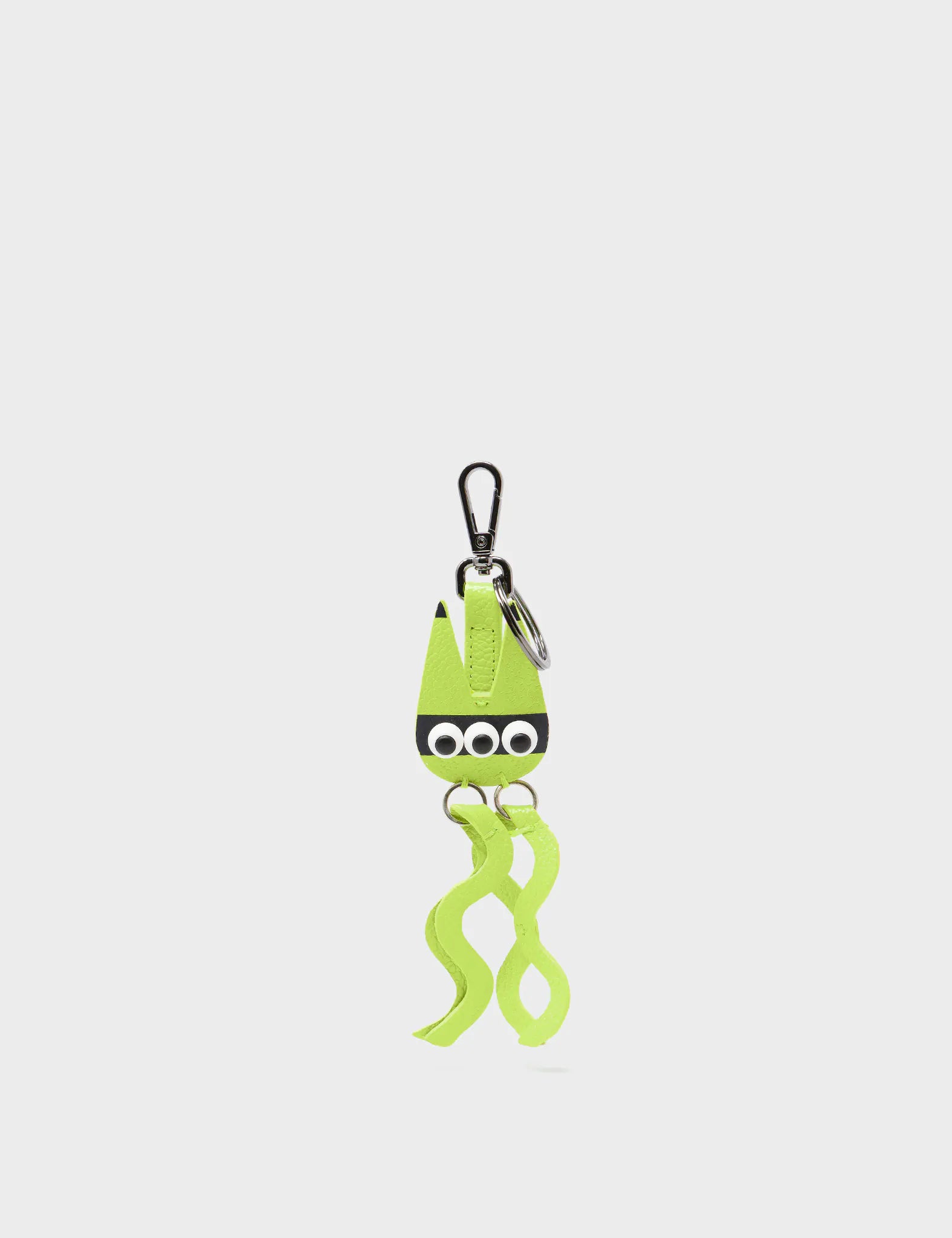 Cosmic Cat Charm - Sharp Green Leather Keychain - Front