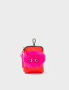 Florence Pouch Charm - Fiesta Red Leather Keychain Fuzzy Monster Applique 