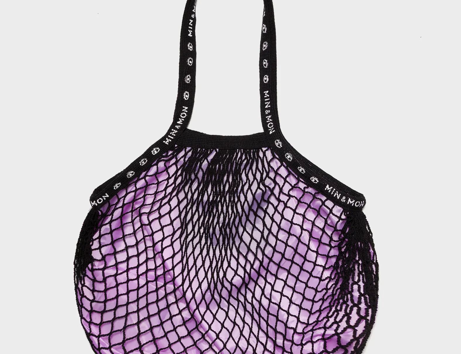Black and Pink Mesh Bag - Paw and Snake Appliques - Back