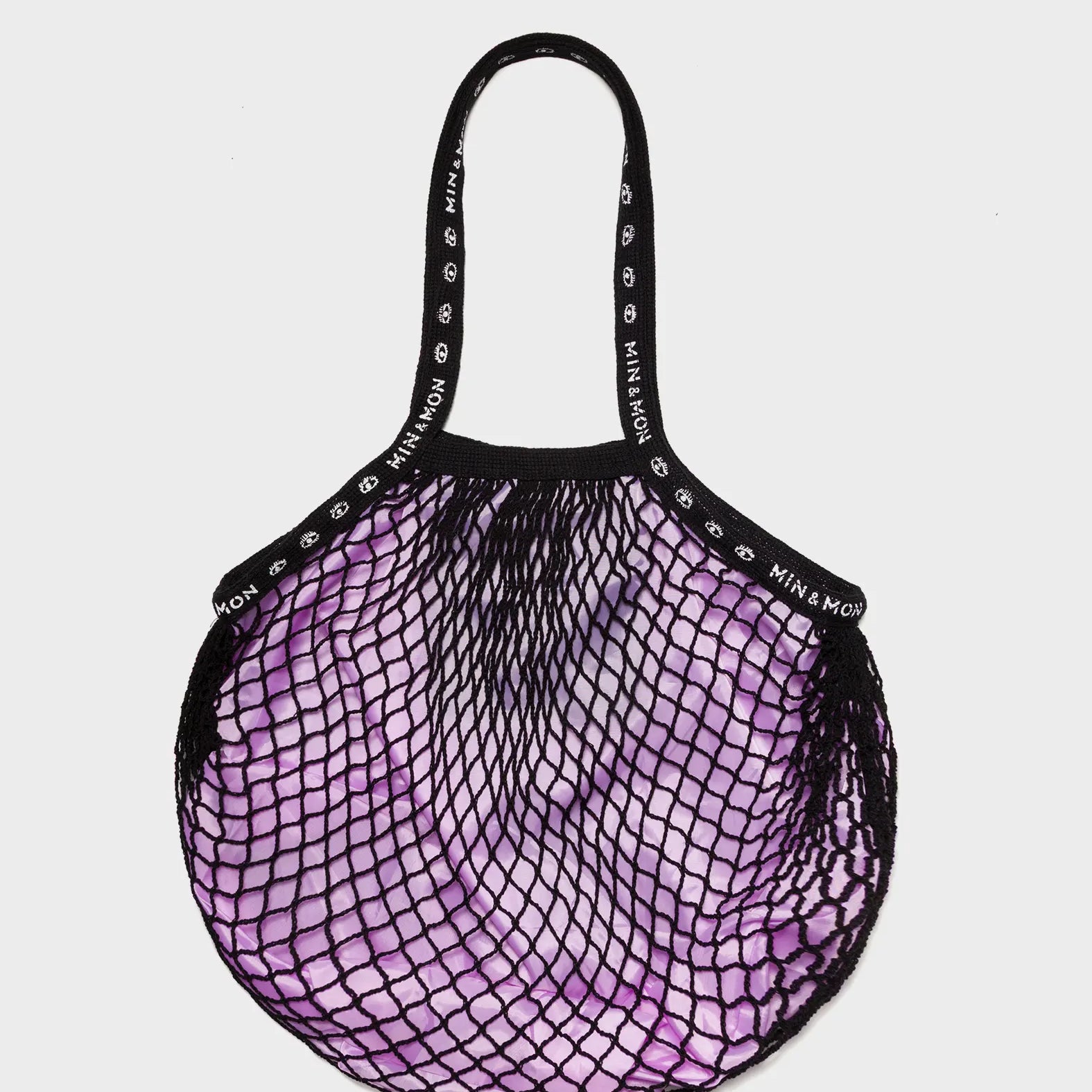 Black and Pink Mesh Bag - Paw and Snake Appliques - Back