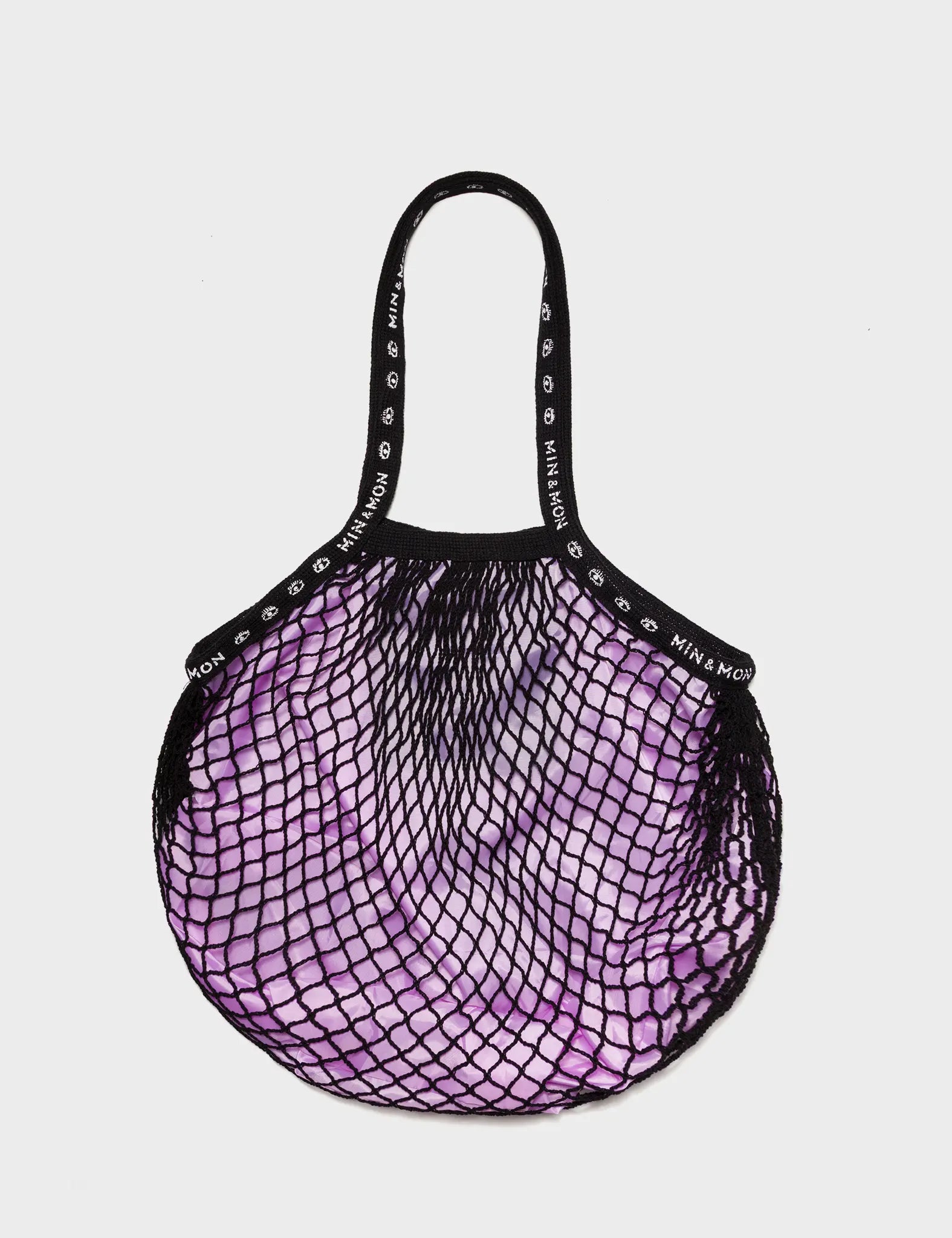 Black and Pink Mesh Bag - Paw and Snake Appliques - Back