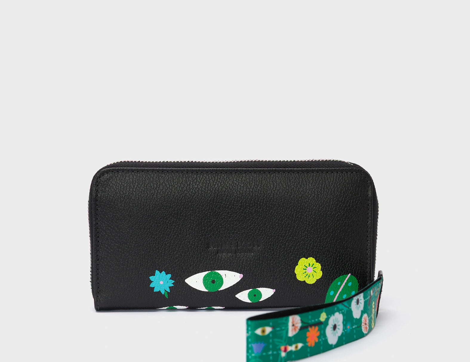 Francis Black Leather Wallet - Floralia Print - back