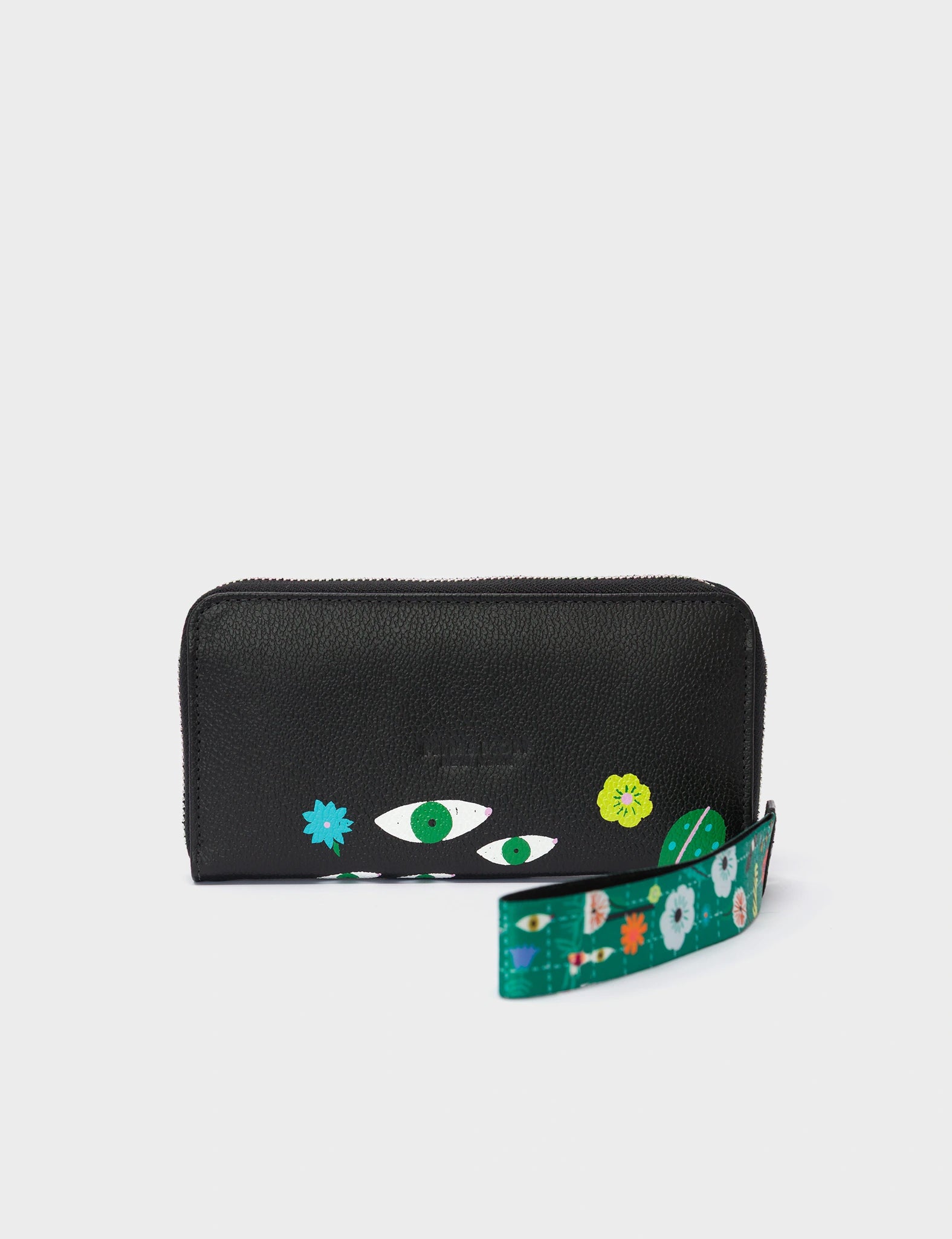 Francis Black Leather Wallet - Floralia Print - back