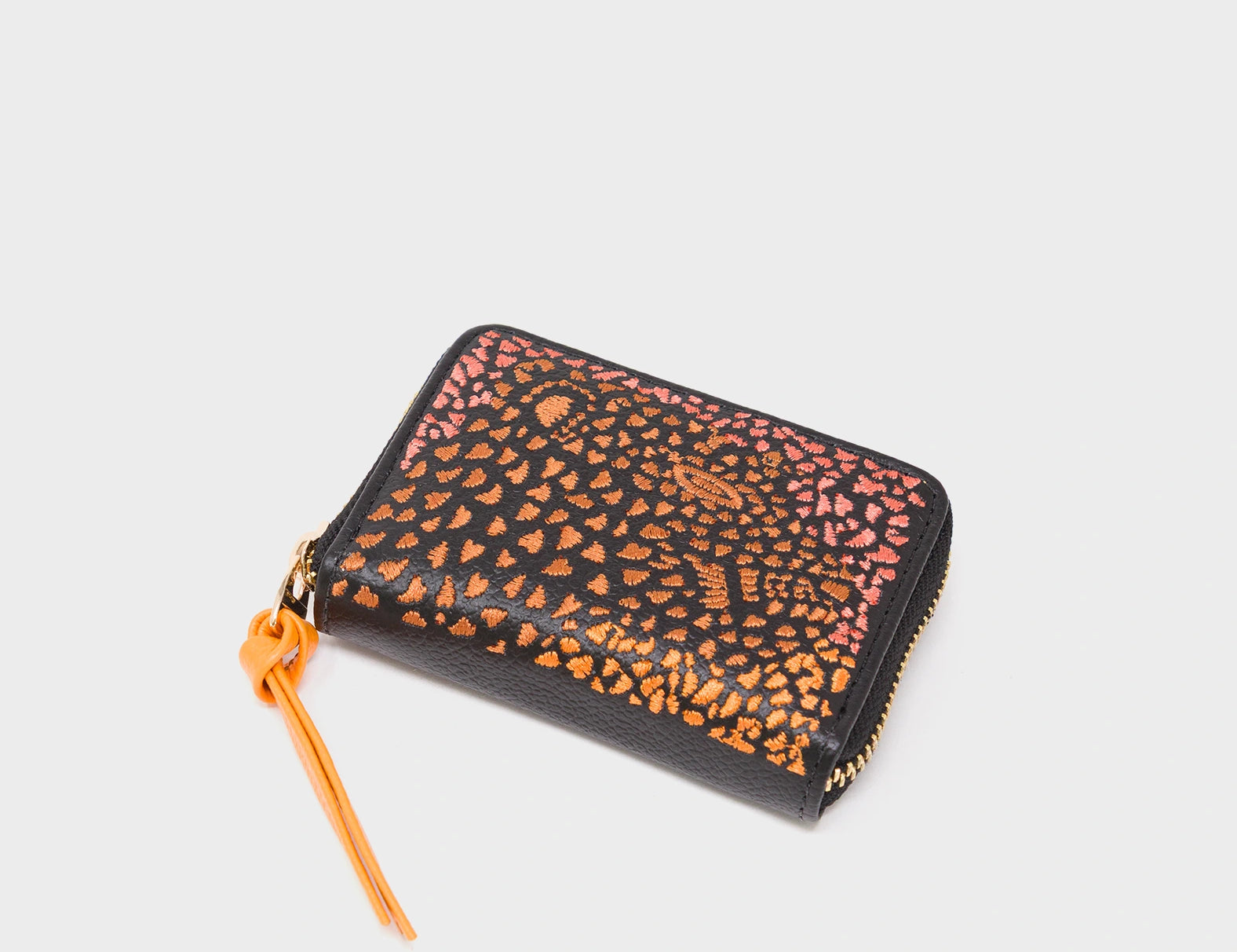 Frodo Black Zip Around Wallet - Wild Heart Embroidery - Side view