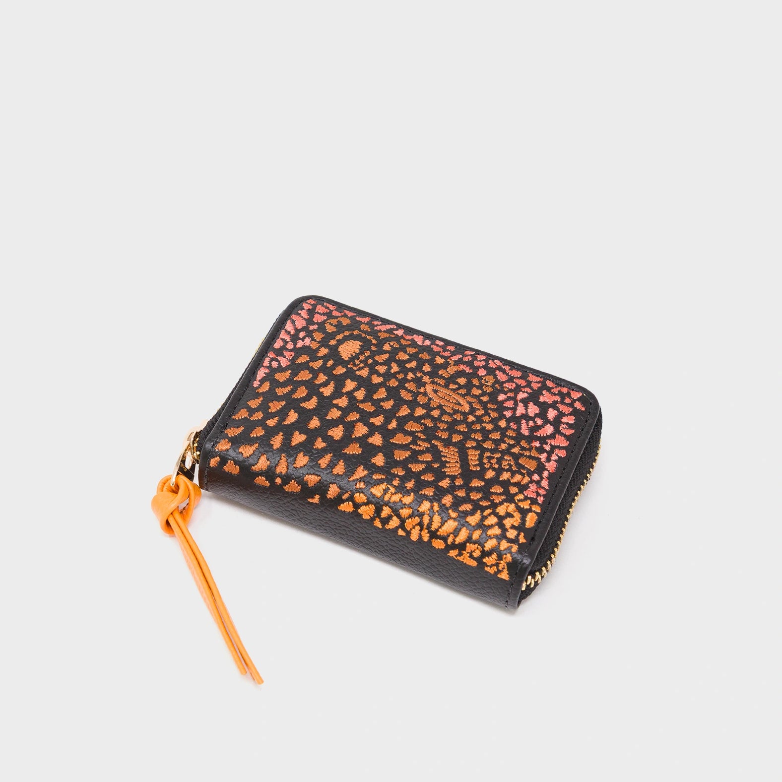 Frodo Black Zip Around Wallet - Wild Heart Embroidery - Side view
