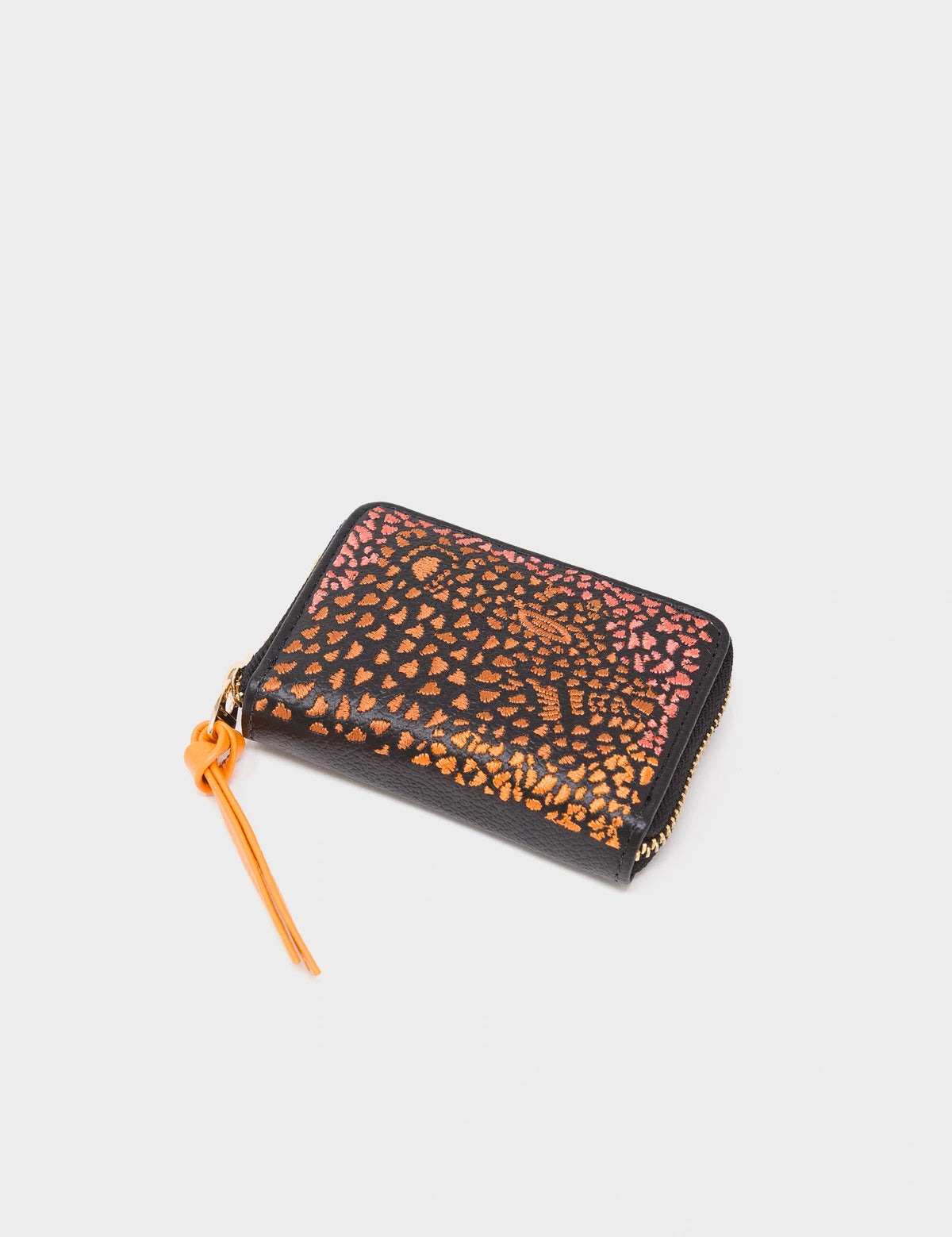 Frodo Black Zip Around Wallet - Wild Heart Embroidery - Side view