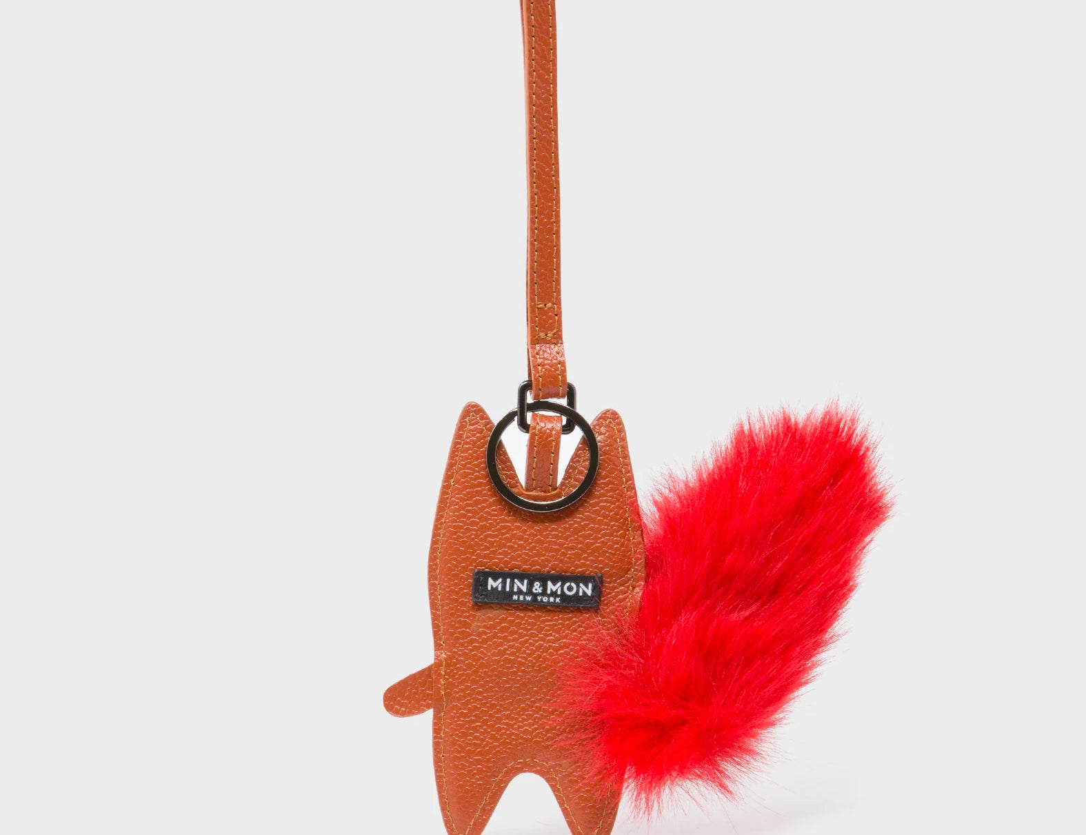 Flufftail - Baked City Brown Leather Bag Charm - Back