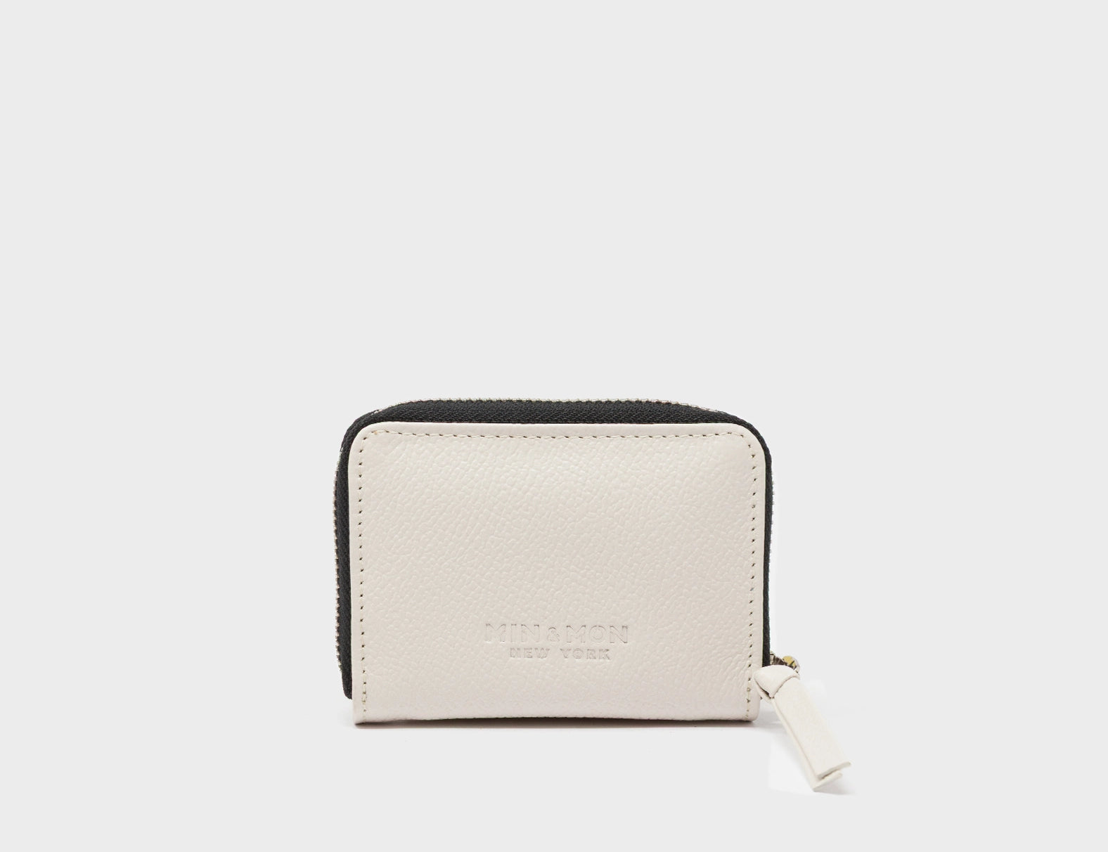 Frodo Cream Leather Zip Around Wallet - Studs Pattern - Back