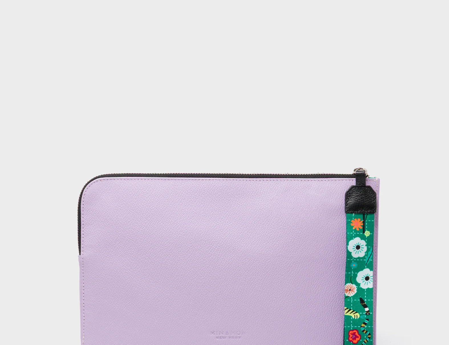 Fidelio Lavender Leather Pouch - Floralia Print - Back
