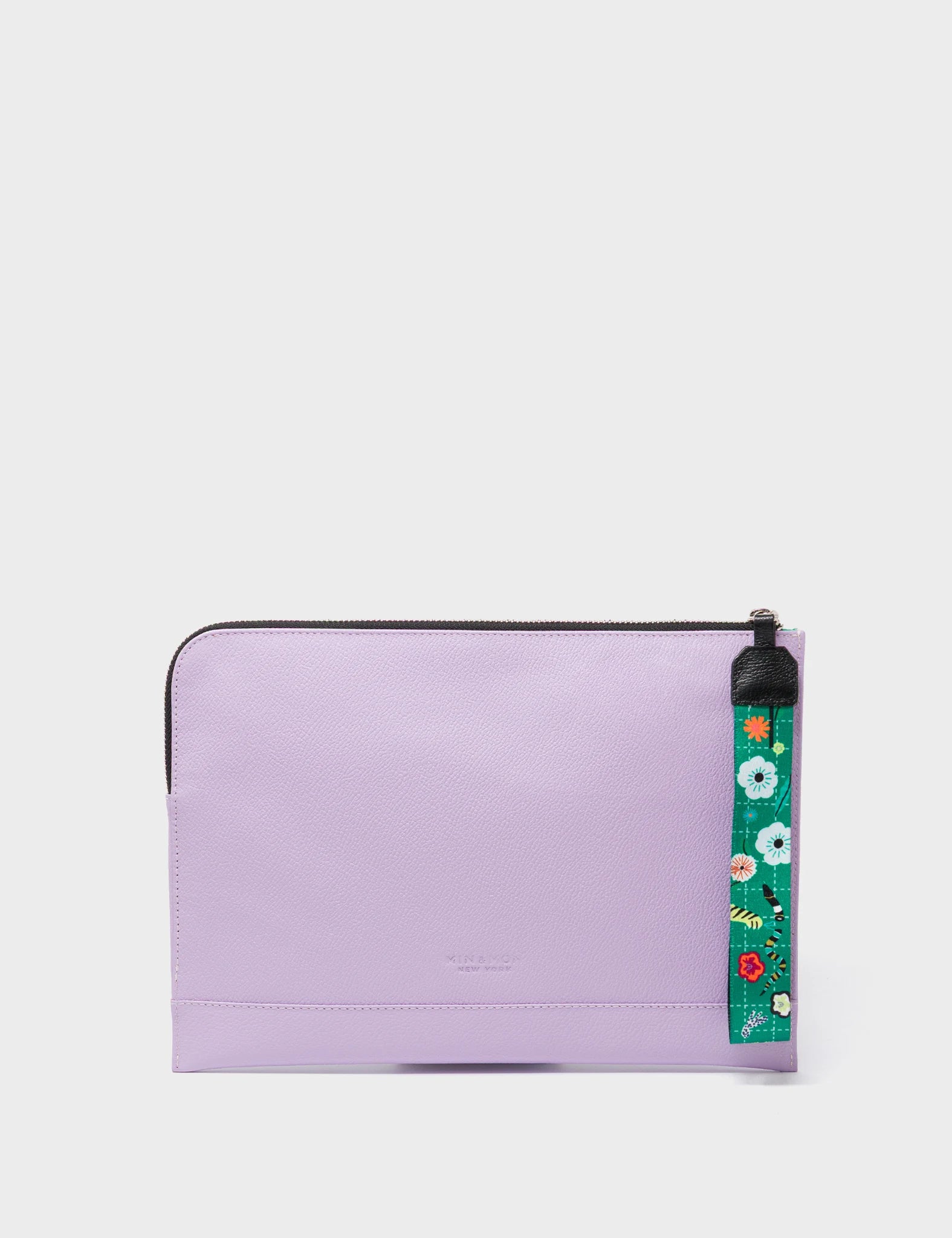 Fidelio Lavender Leather Pouch - Floralia Print - Back