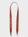 Detachable Baked City Brown Leather Shoulder Strap - All Over Eyes Embroidery 