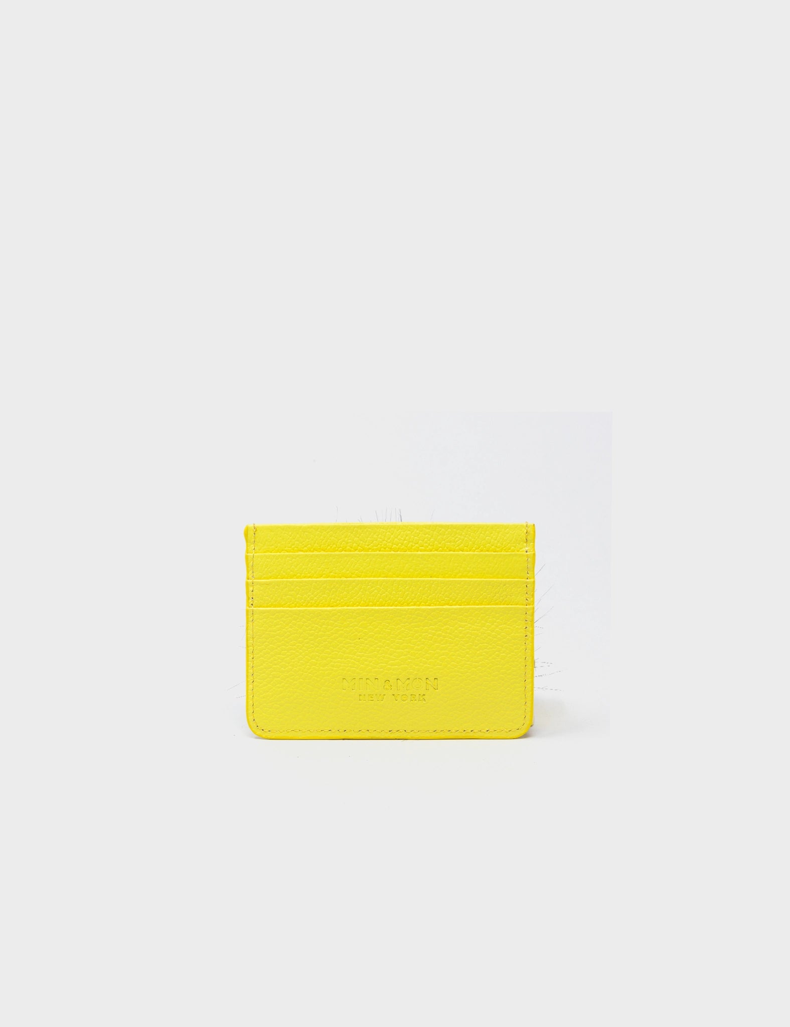 Filium Celadine Yellow Leather Cardholder - Fuzzy Monster Applique - Back