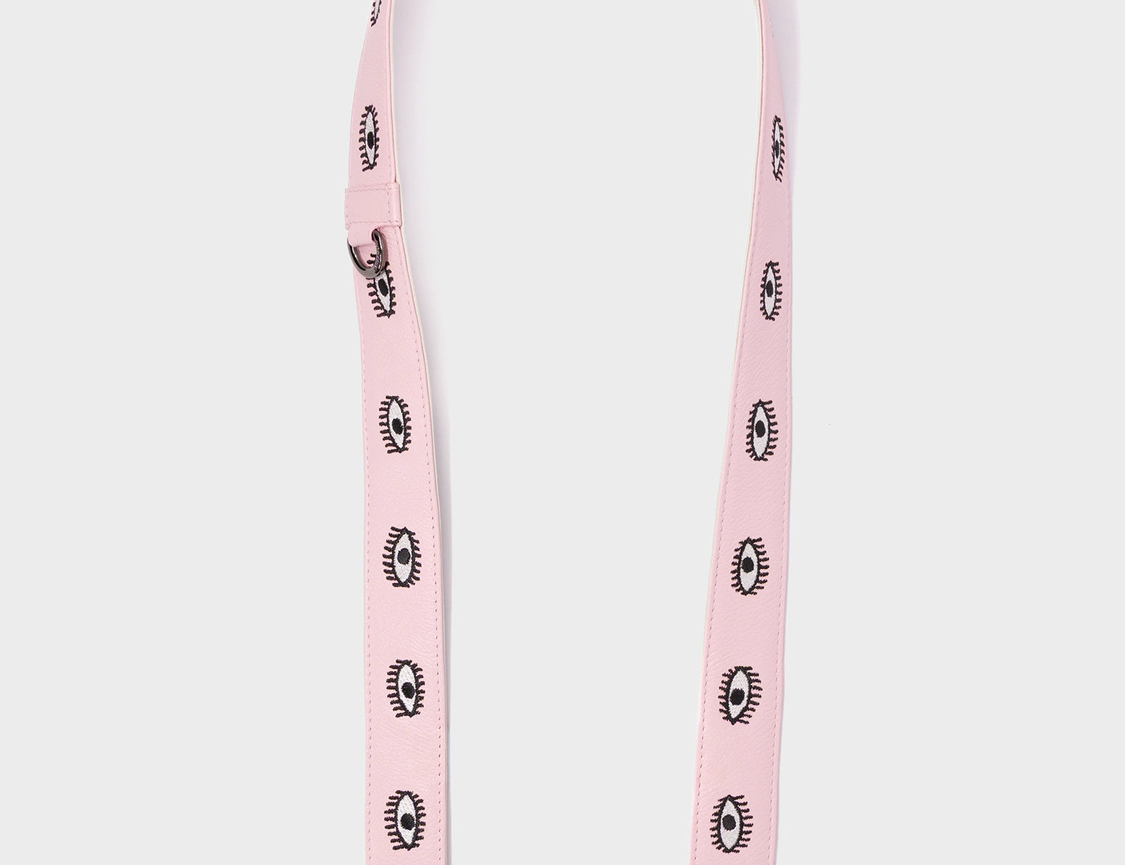 Detachable Parfait Pink Leather Shoulder Strap - All Over Eyes Embroidery - Open