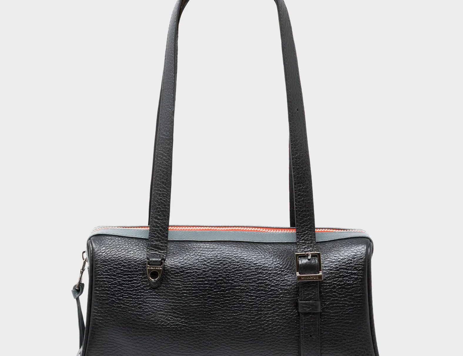 Esther Black Satchel Mini Bag - All Over Eyes Embroidery - Front View