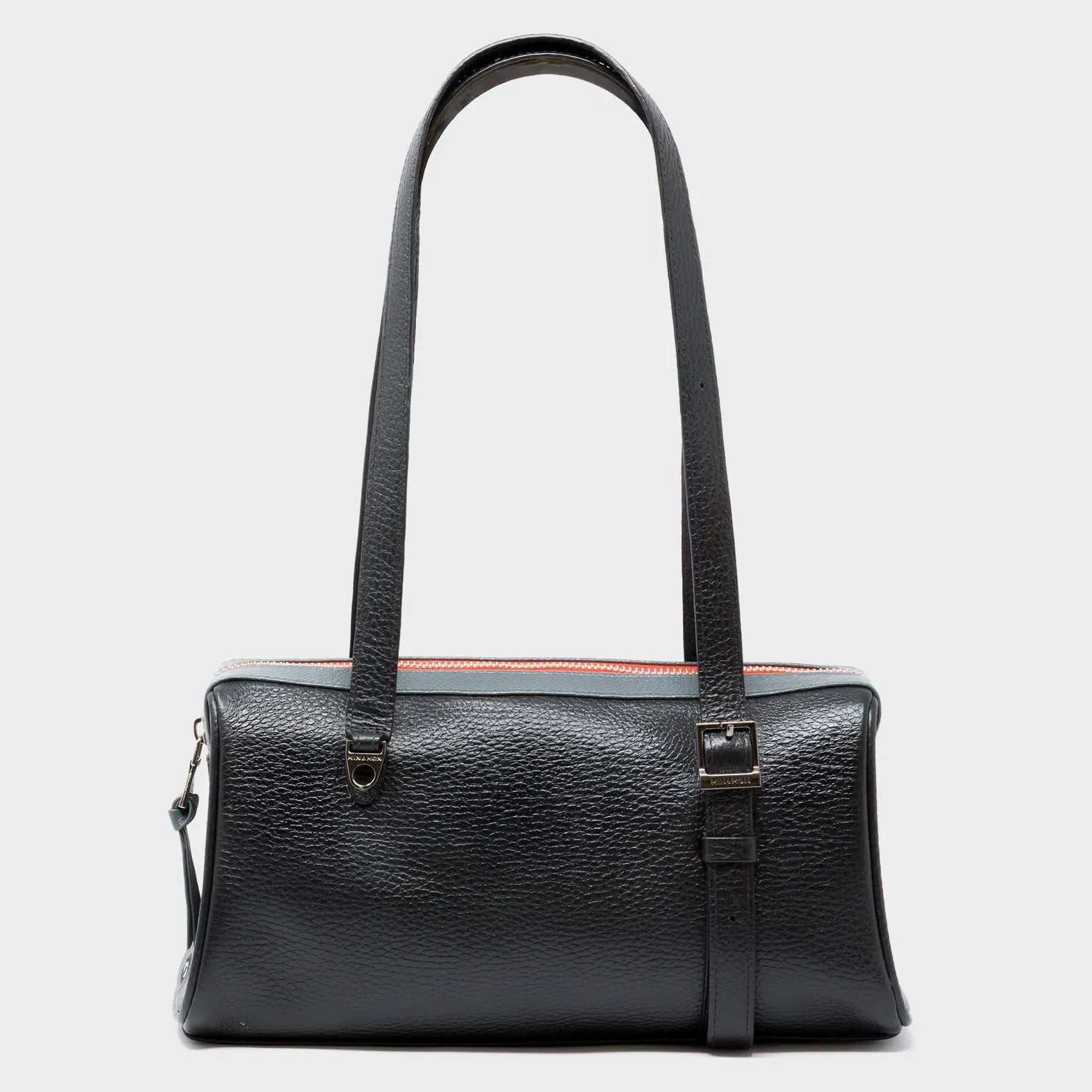 Esther Black Satchel Mini Bag - All Over Eyes Embroidery - Front View