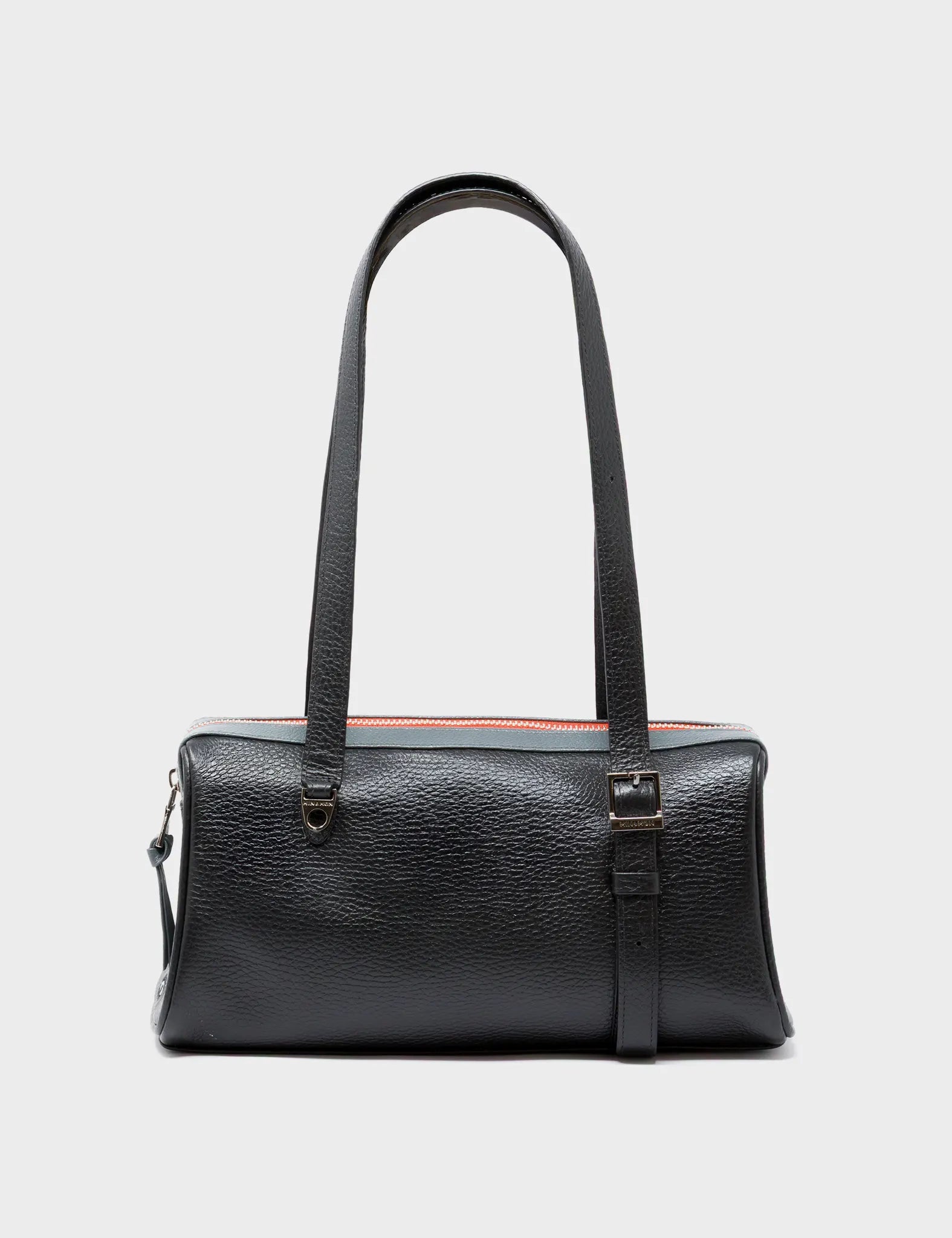 Esther Black Satchel Mini Bag - All Over Eyes Embroidery - Front View