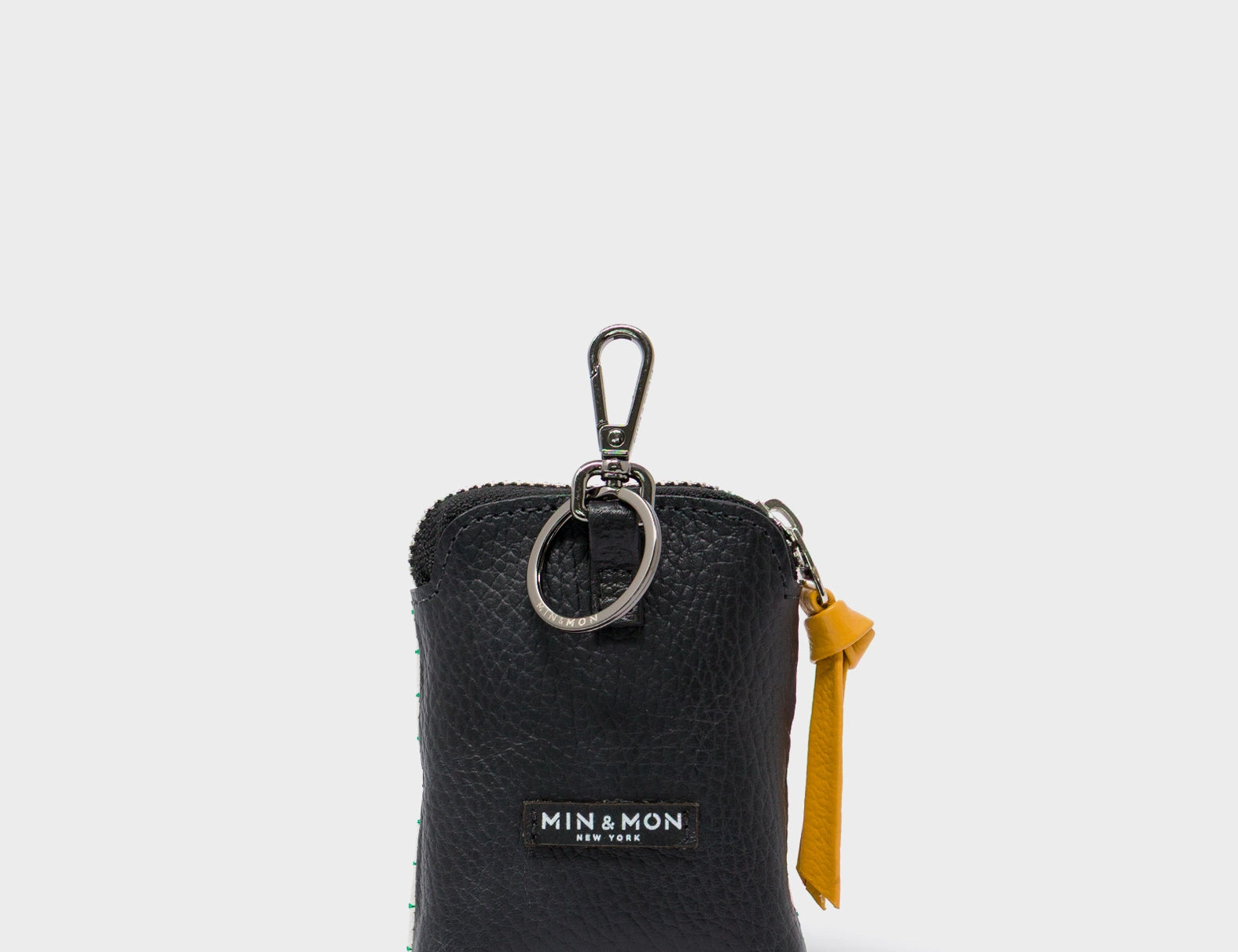 Florence Pouch Charm - Cream Leather Keychain Flower Applique - Back