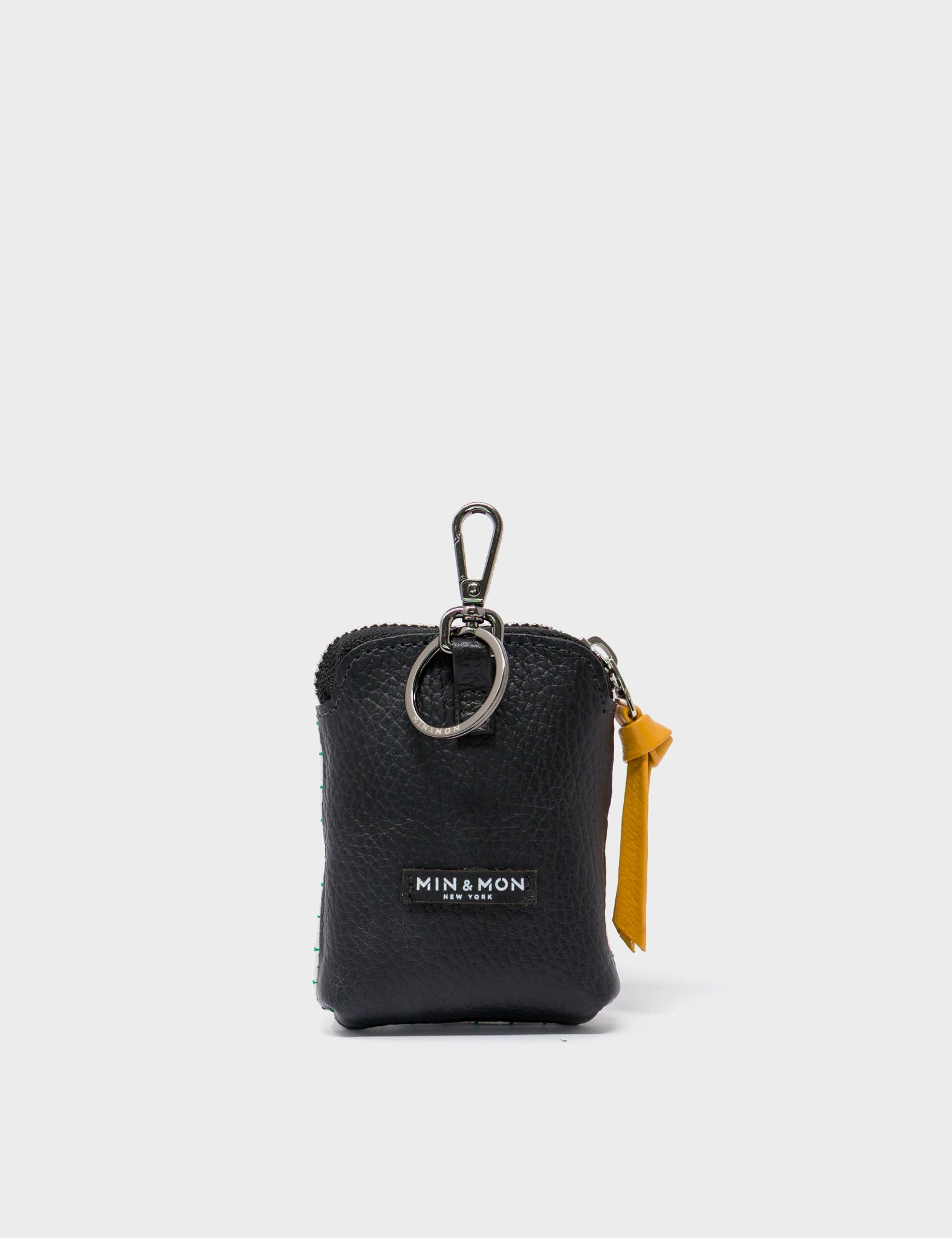 Florence Pouch Charm - Cream Leather Keychain Flower Applique - Back