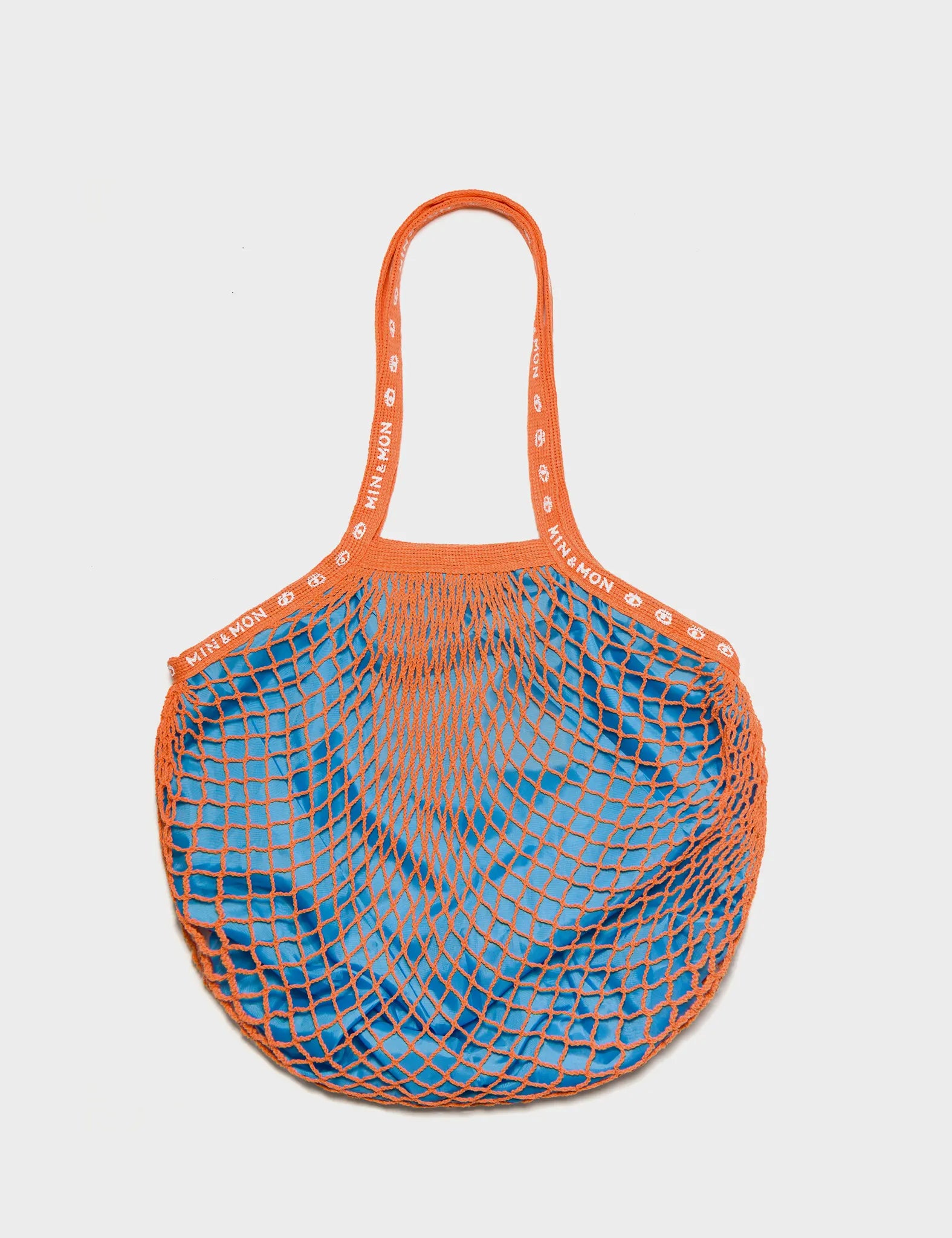 Orange and Blue Mesh Bag - Flower Applique - Back