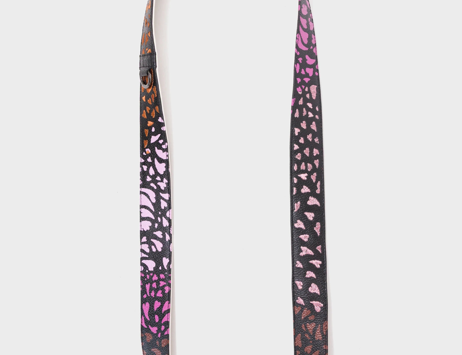 Detachable Black Leather Shoulder Strap - Wild Heart Embroidery - Main view