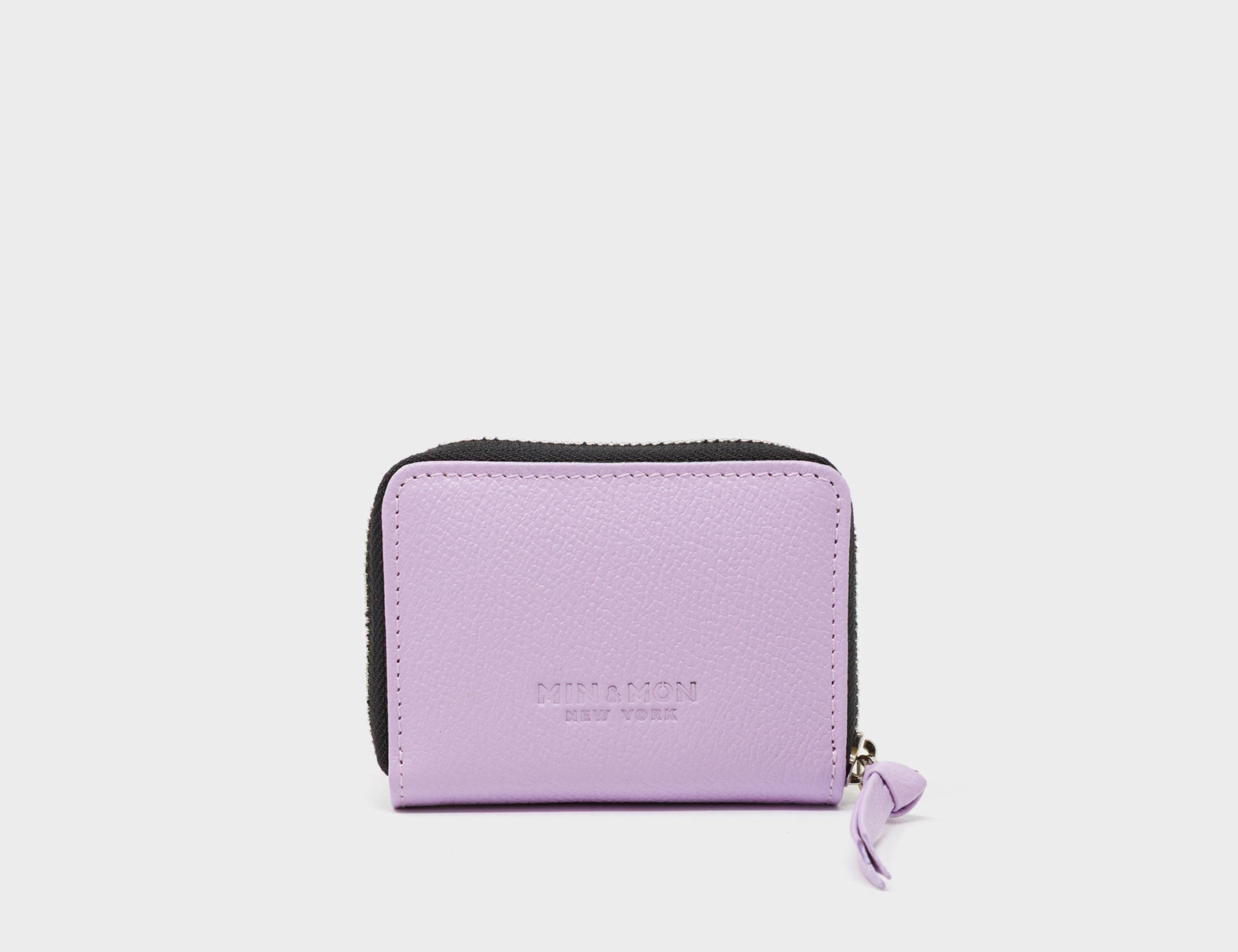 Frodo Lavender Leather Zip Around Wallet - All Over Eyes Embroidery - Back