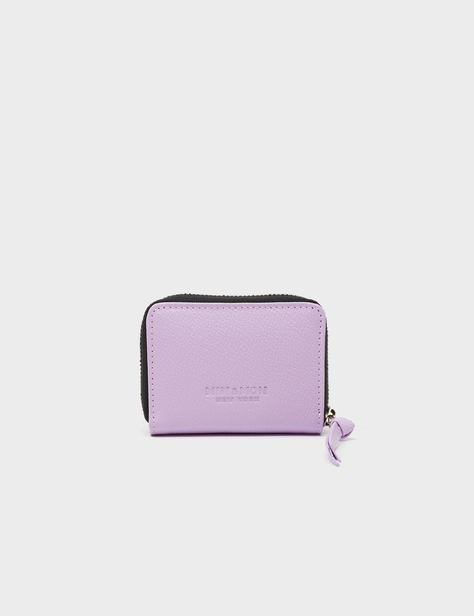 Frodo Lavender Leather Zip Around Wallet - All Over Eyes Embroidery - Back