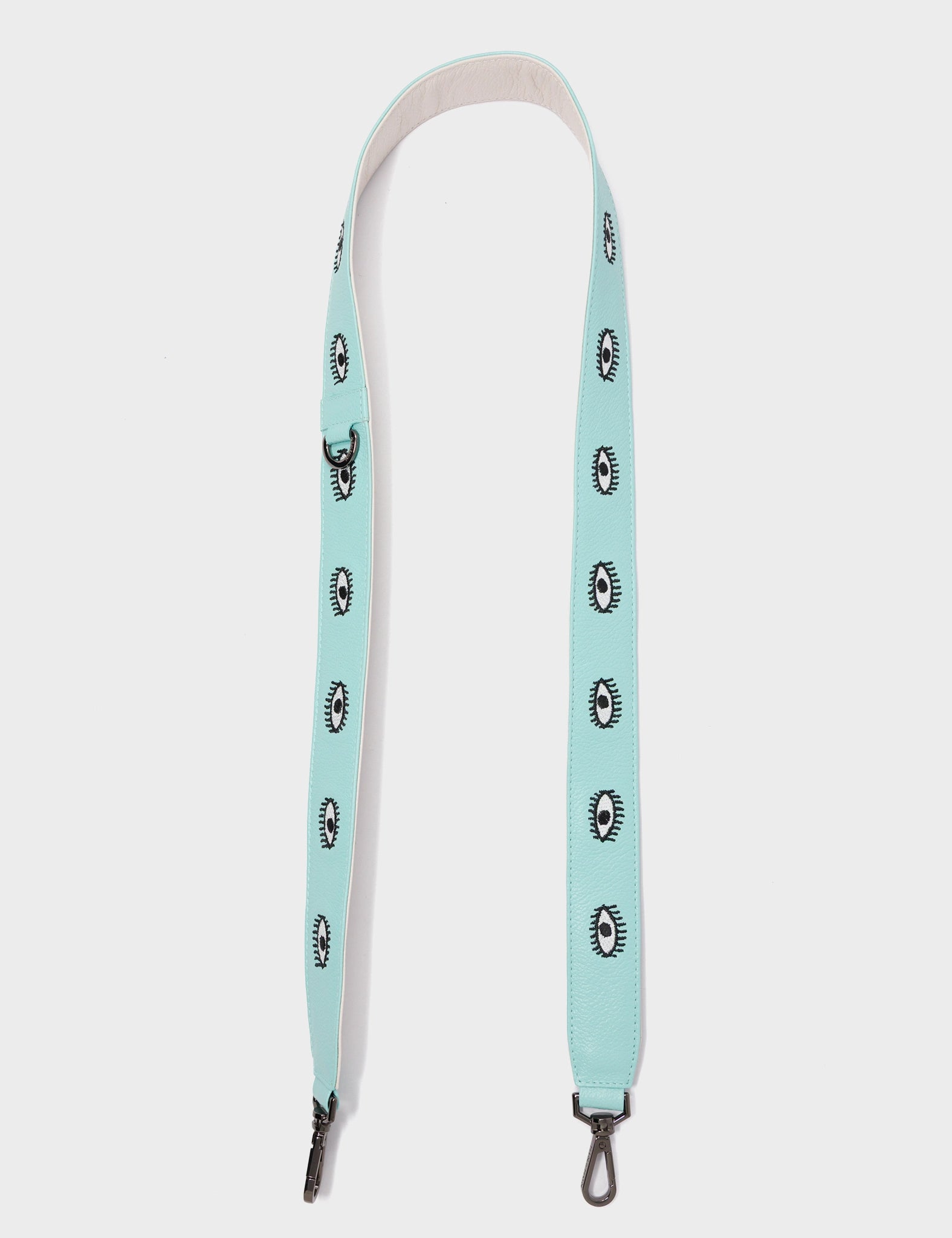 Detachable Eggshell Blue Leather Shoulder Strap - All Over Eyes Embroidery - How To Use It