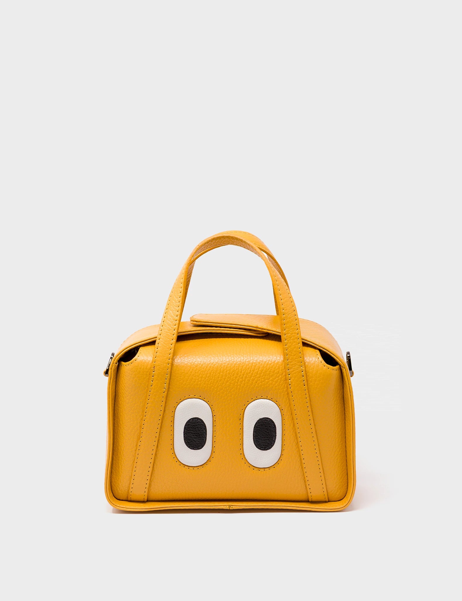 Benji Small Crossbody Golden Glow Leather Bag - Eyes Engraved - Front View