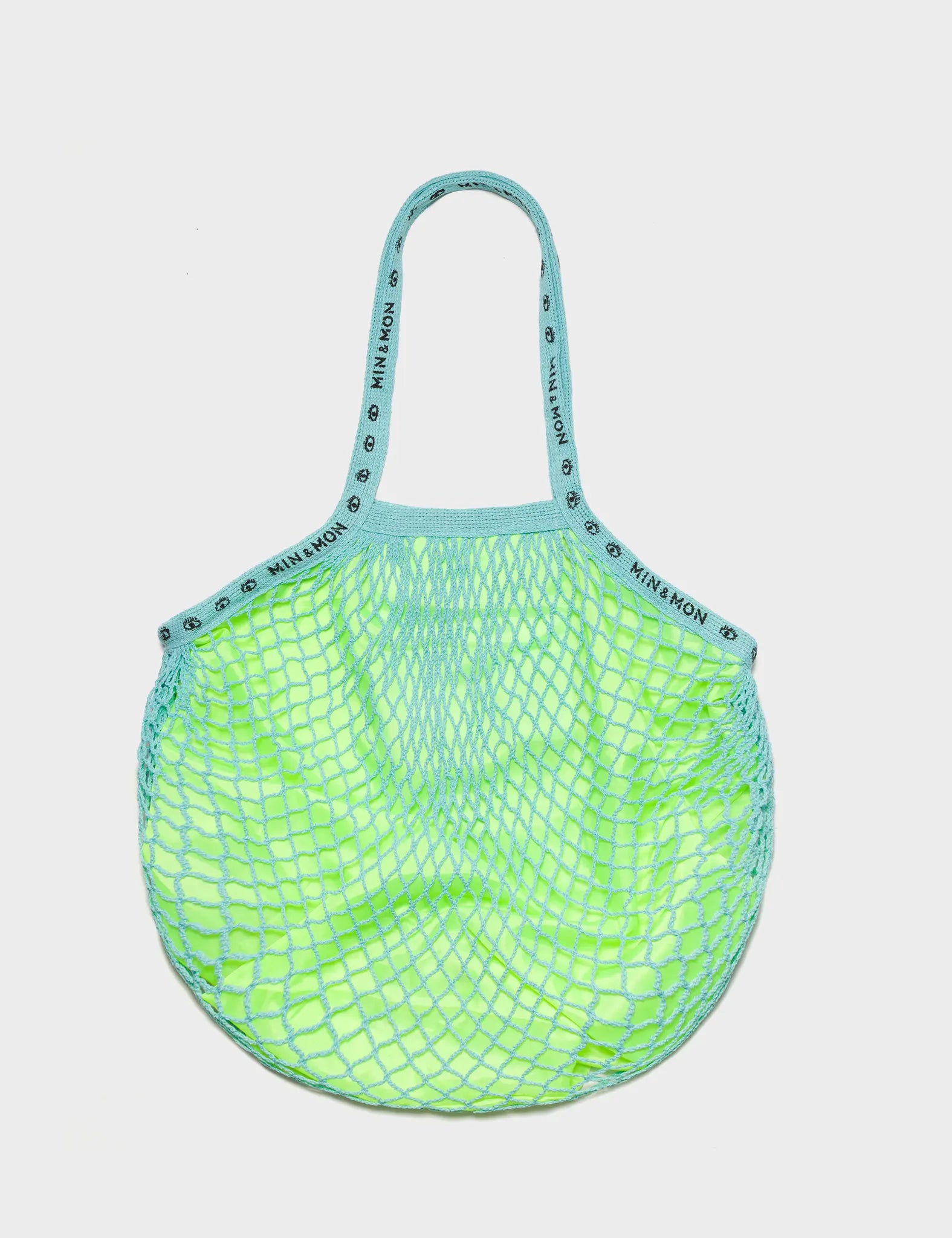 Green and Light Blue Mesh Bag - Flower Applique - Back