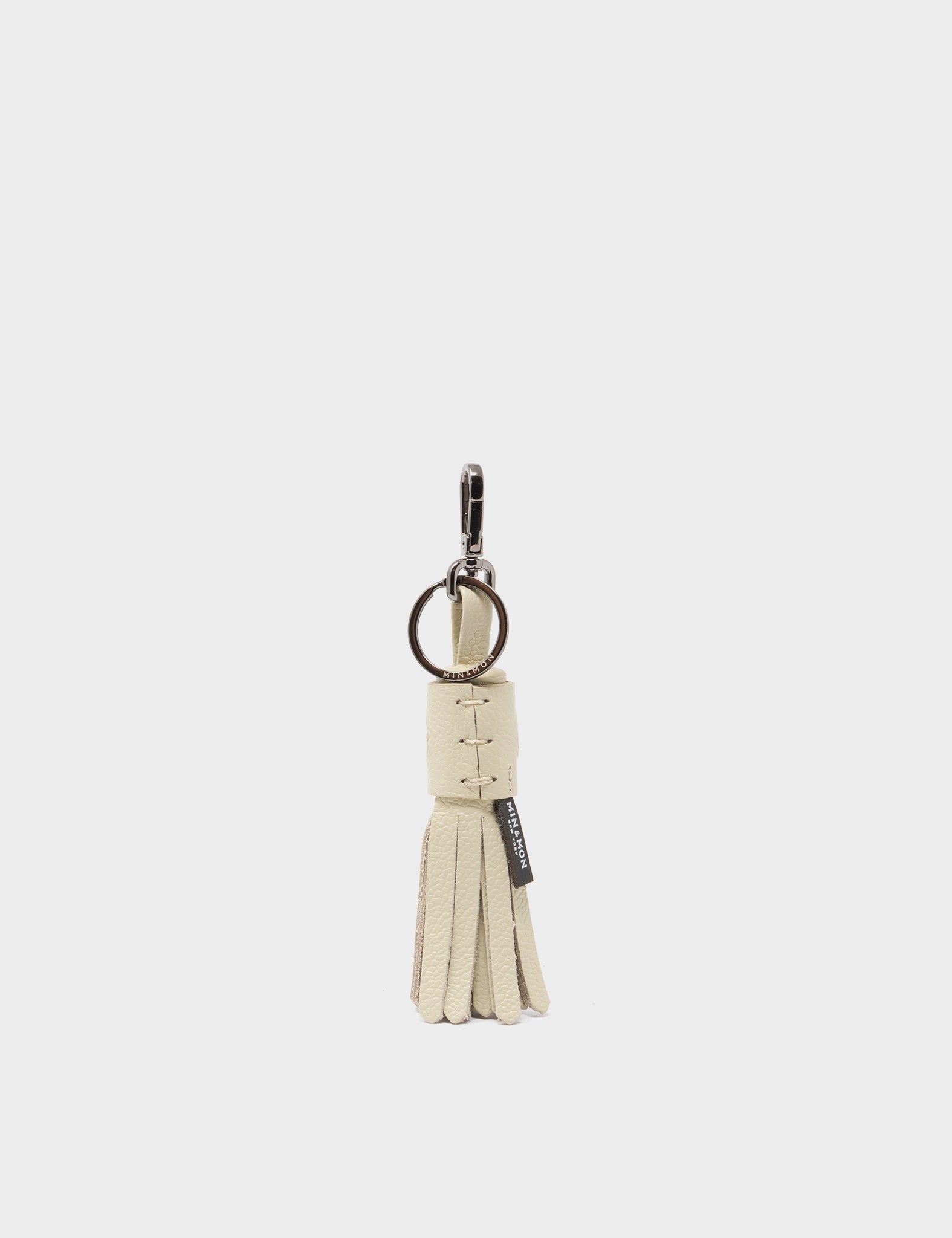 Callie Marie Hue Charm - Gravel Beige Leather Keychain - back