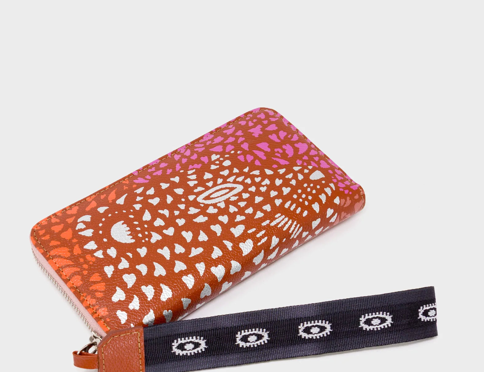 Francis Baked City Brown Leather Wallet - Wild Heart Embroidery - Side View