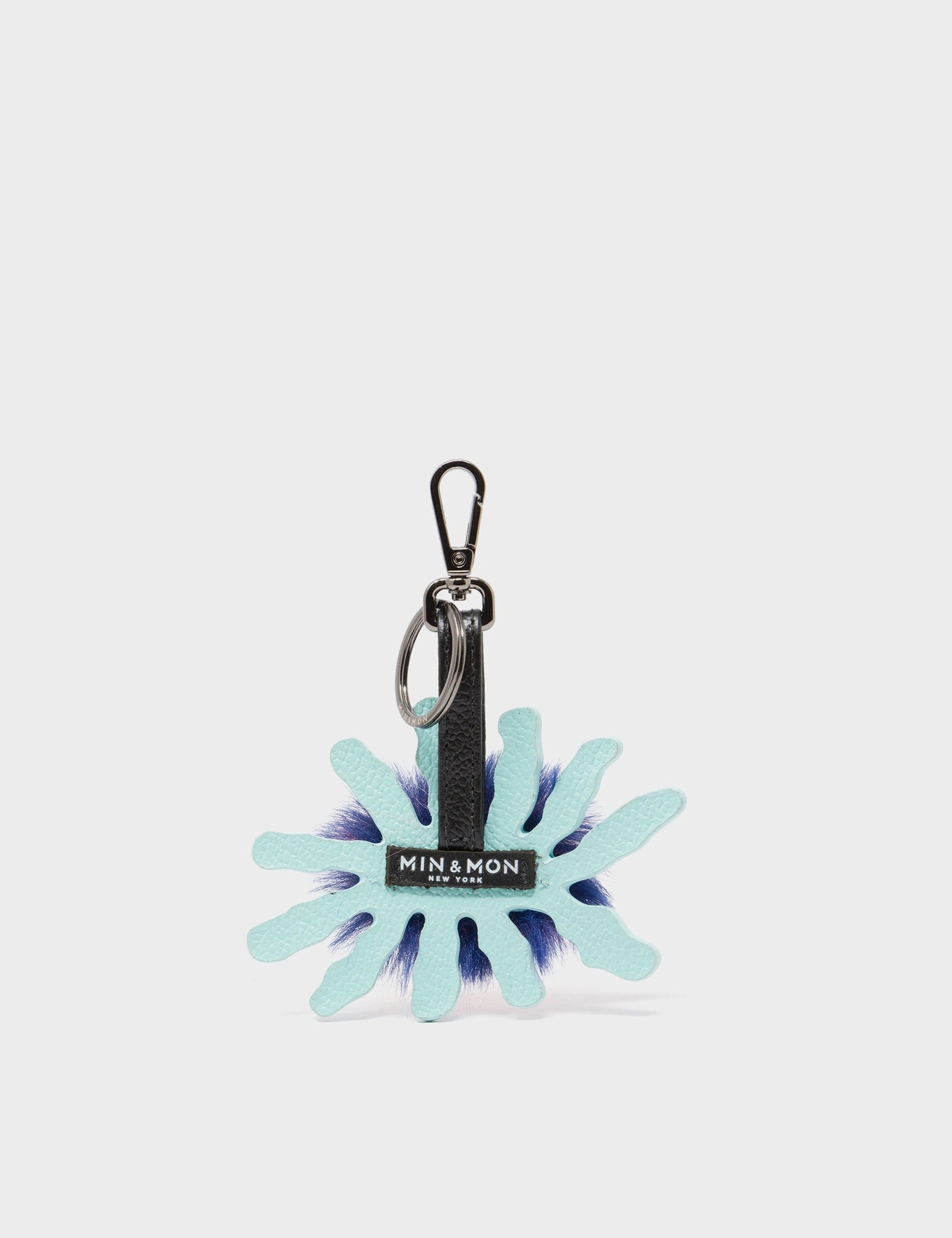 Velvoria Charm - Eggshell Blue Leather Keychain - back