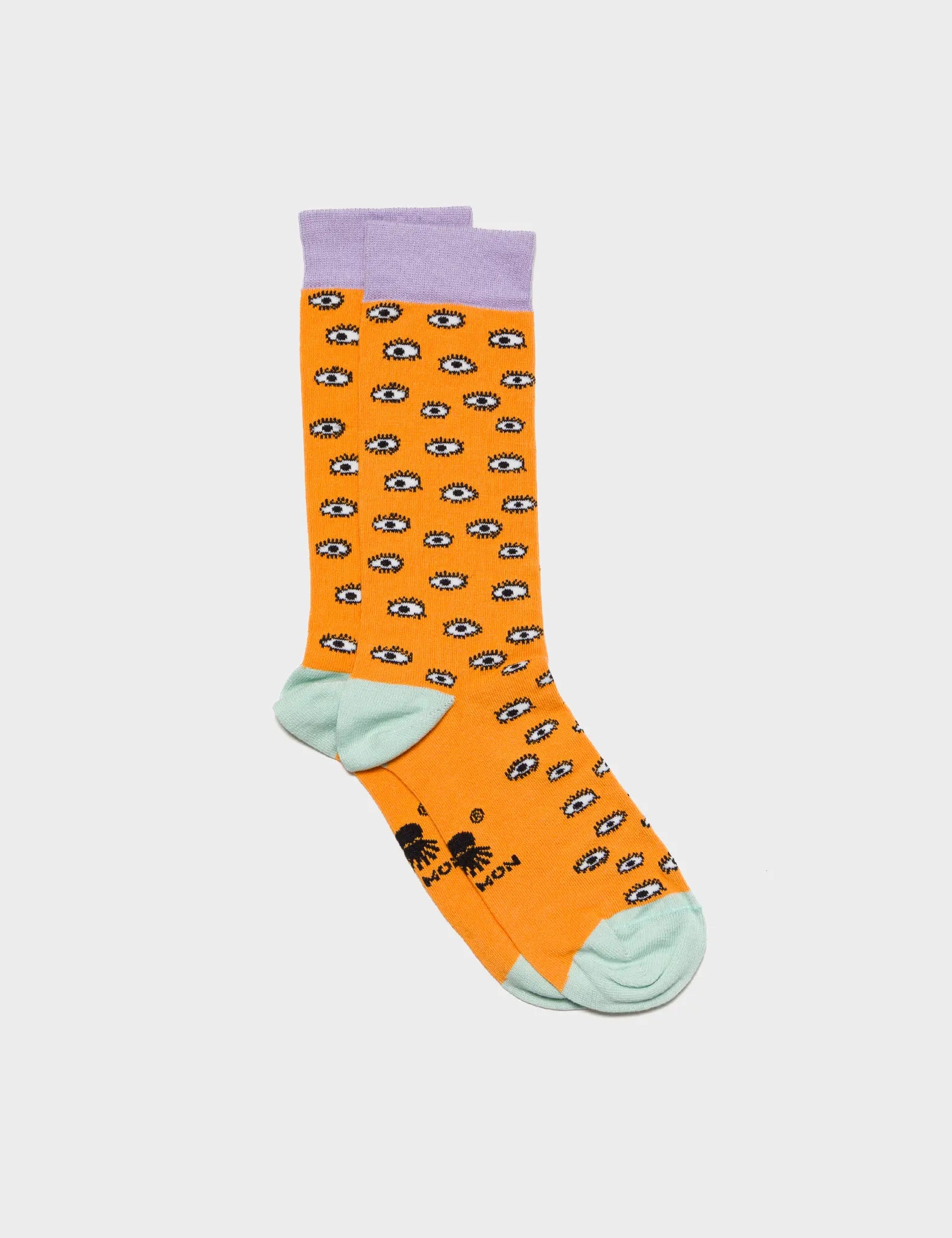 Orange and Lilac Socks - All Over Eyes - Right