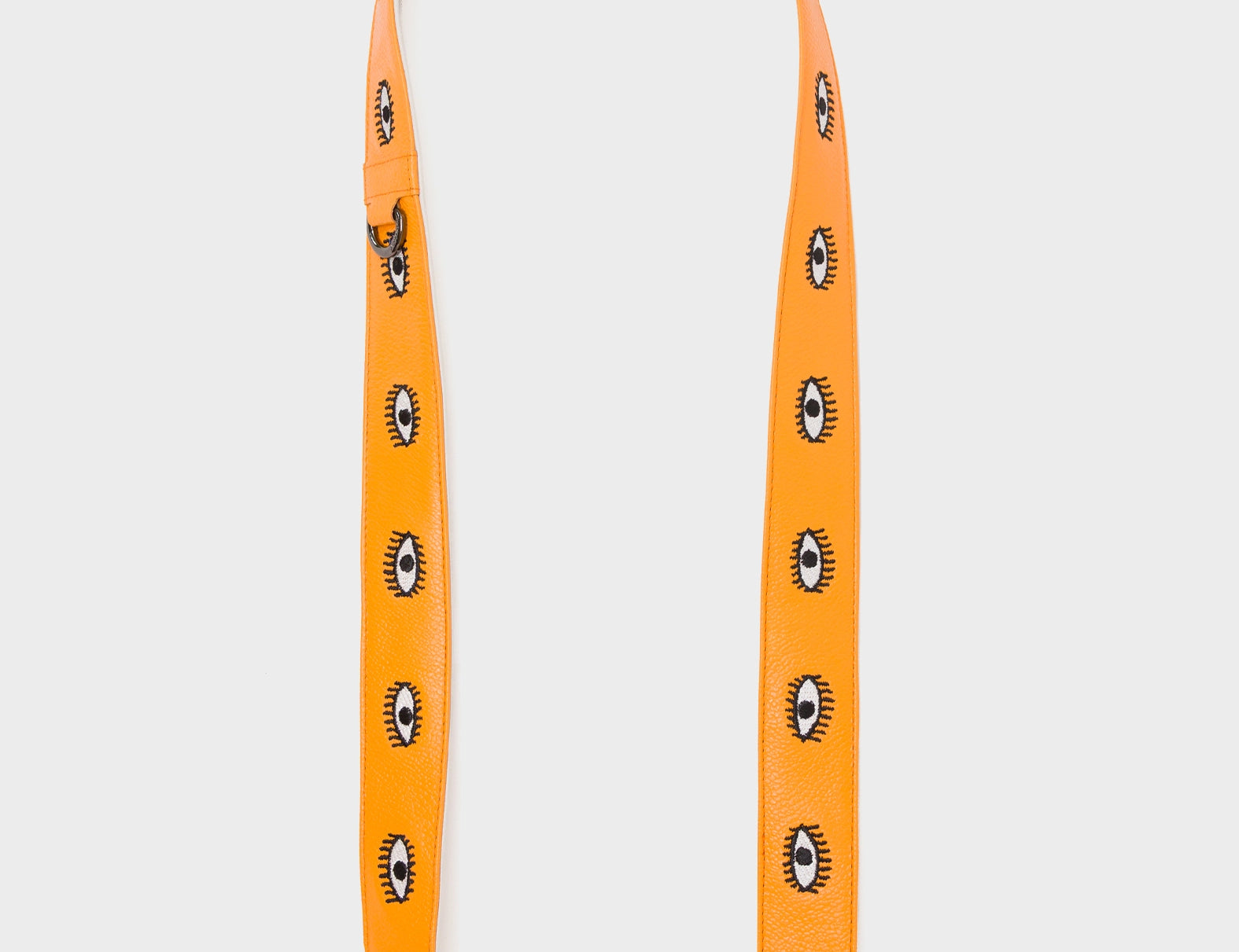 Detachable Flamingo Orange Leather Shoulder Strap - All Over Eyes Embroidery - Open View