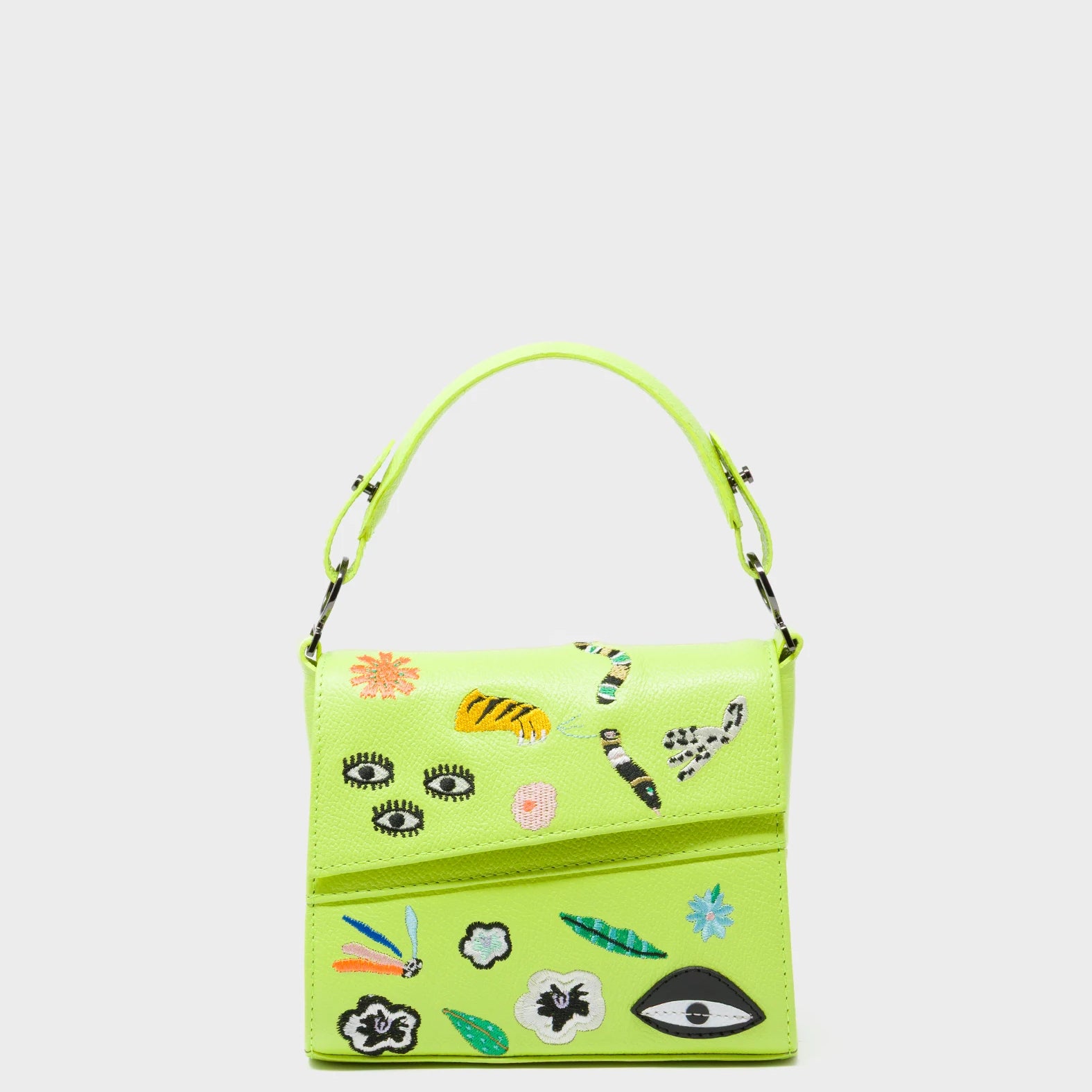 Anastasio Micro Crossbody Handbag Sharp Green Leather - Floralia Embroidery - Front