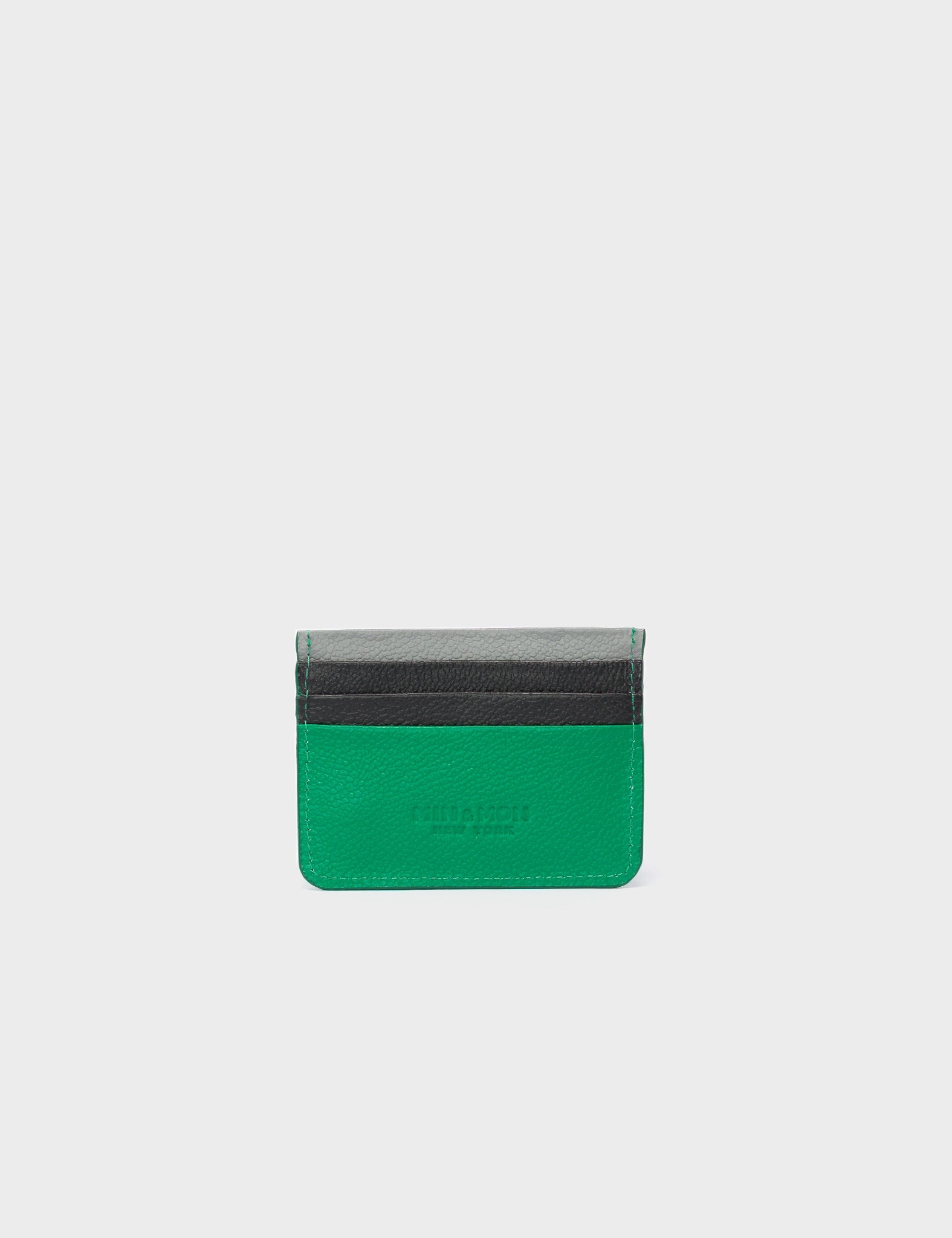 Filium Irish Green Leather Cardholder - Floralia Embroidery - Back