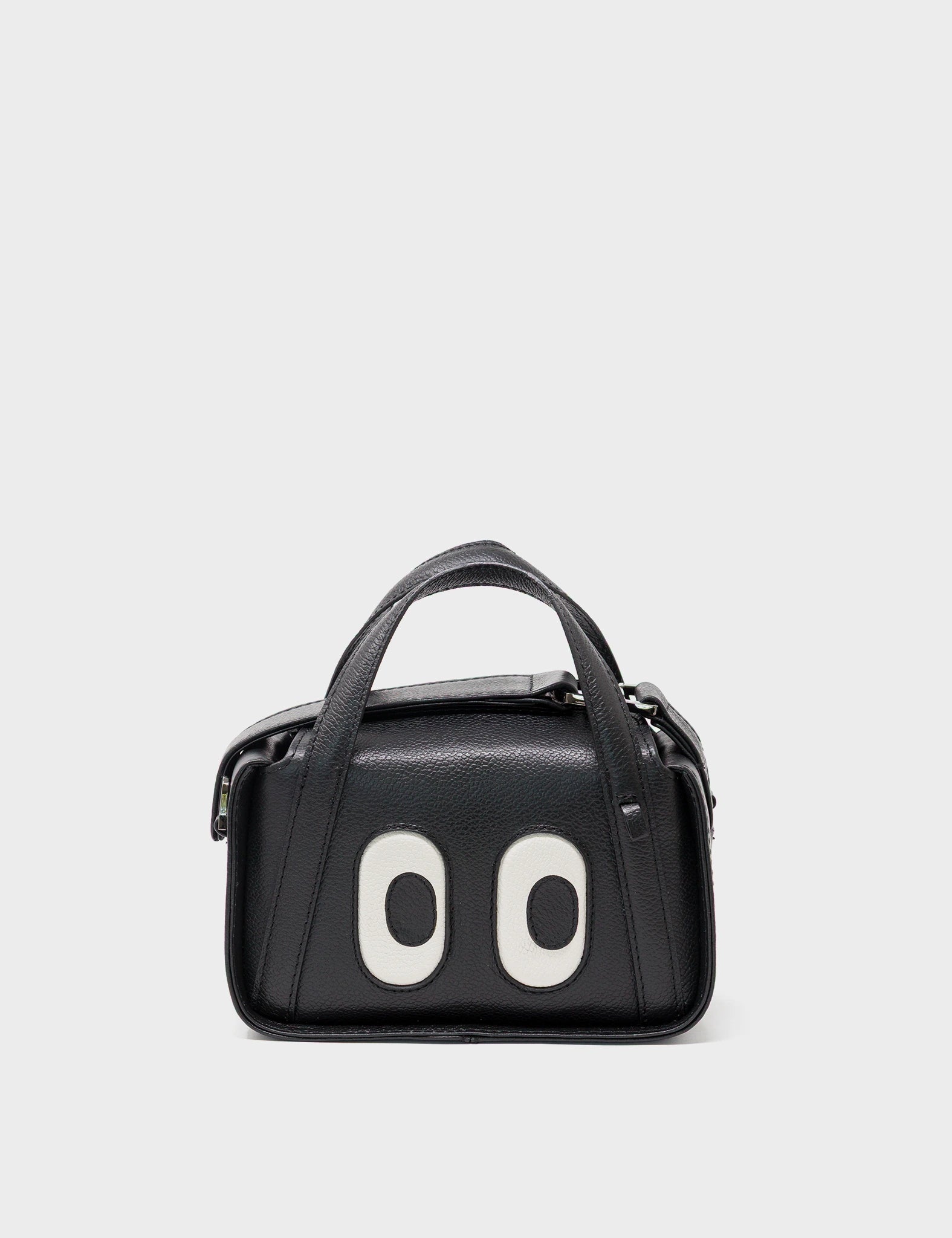 Benji Micro Crossbody Black Leather Bag - Look Up - Front View