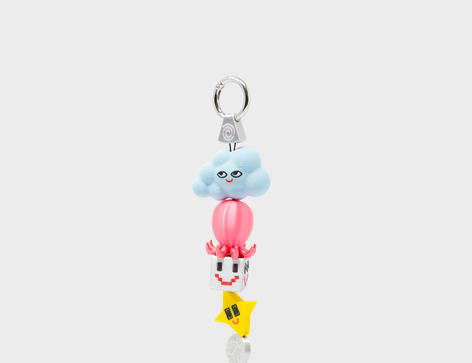 Octodazzle Charm - Fucshia and Yellow 3D Printed Bioplastic Keychain - Back